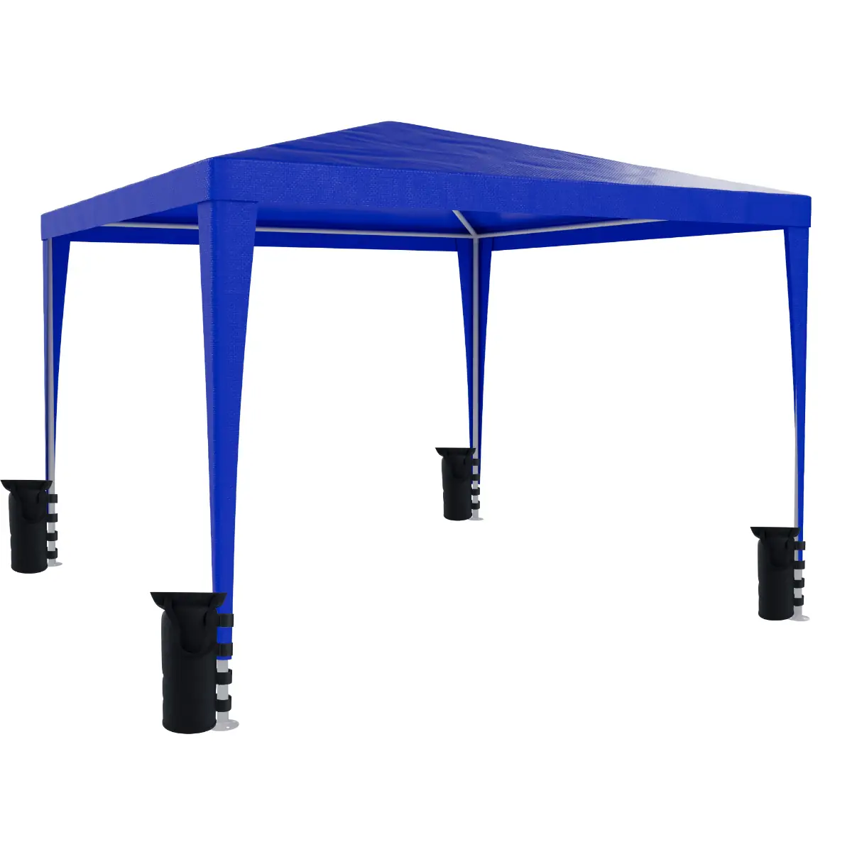 Set Gazebo Blu Giardino 3x3 M e 4 Sacche Per Pesi, Struttura Acciaio Copertura PE 110 gr/m² Impermeabile Idrorepellente Resistente Raggi Solari UV Ombrellone Tenda Fiere Campeggio Esterno Piscina