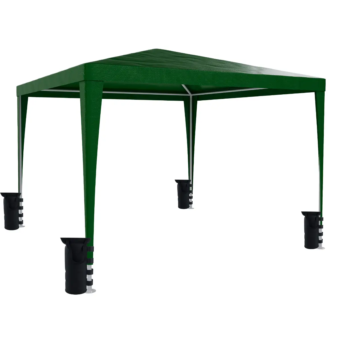 Set Gazebo Verde Giardino 3x3 M e 4 Sacche Per Pesi, Struttura Acciaio Copertura PE 110 gr/m² Impermeabile Idrorepellente Resistente Raggi Solari UV Ombrellone Tenda Fiere Campeggio Esterno Piscina