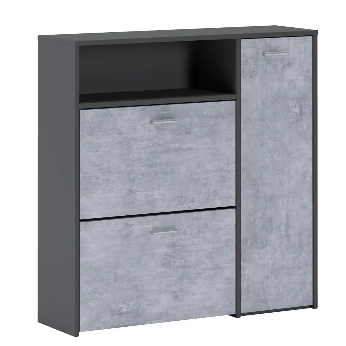 Scarpiera Mobile Portascarpe Salvaspazio Ingresso Con 2 Ribalte Doppia Profondità 3 Ante Con Ripiani Design Moderno Per Corridoio Sala 91.5 x 94 x 26.6 Cm Bianco e Rovere