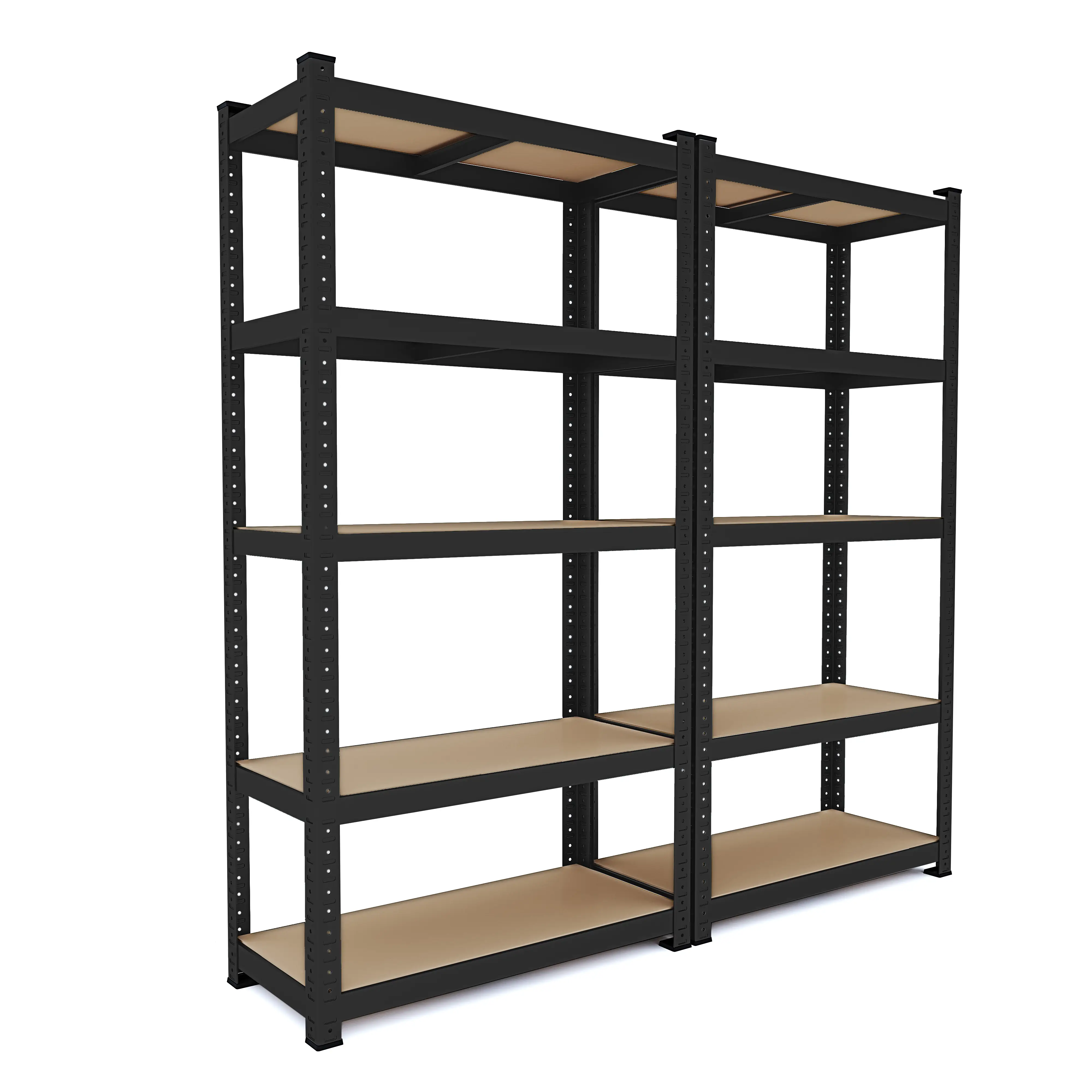 2 Scaffali In Metallo E MDF Scaffale Ad Alta Portata Fino a 875 kg Con 5 Ripiani Regolabili Ideale Per Garage Officina Cantina Capannone Magazzino Design Modulare 180 x 90 x 40 cm (Nero)