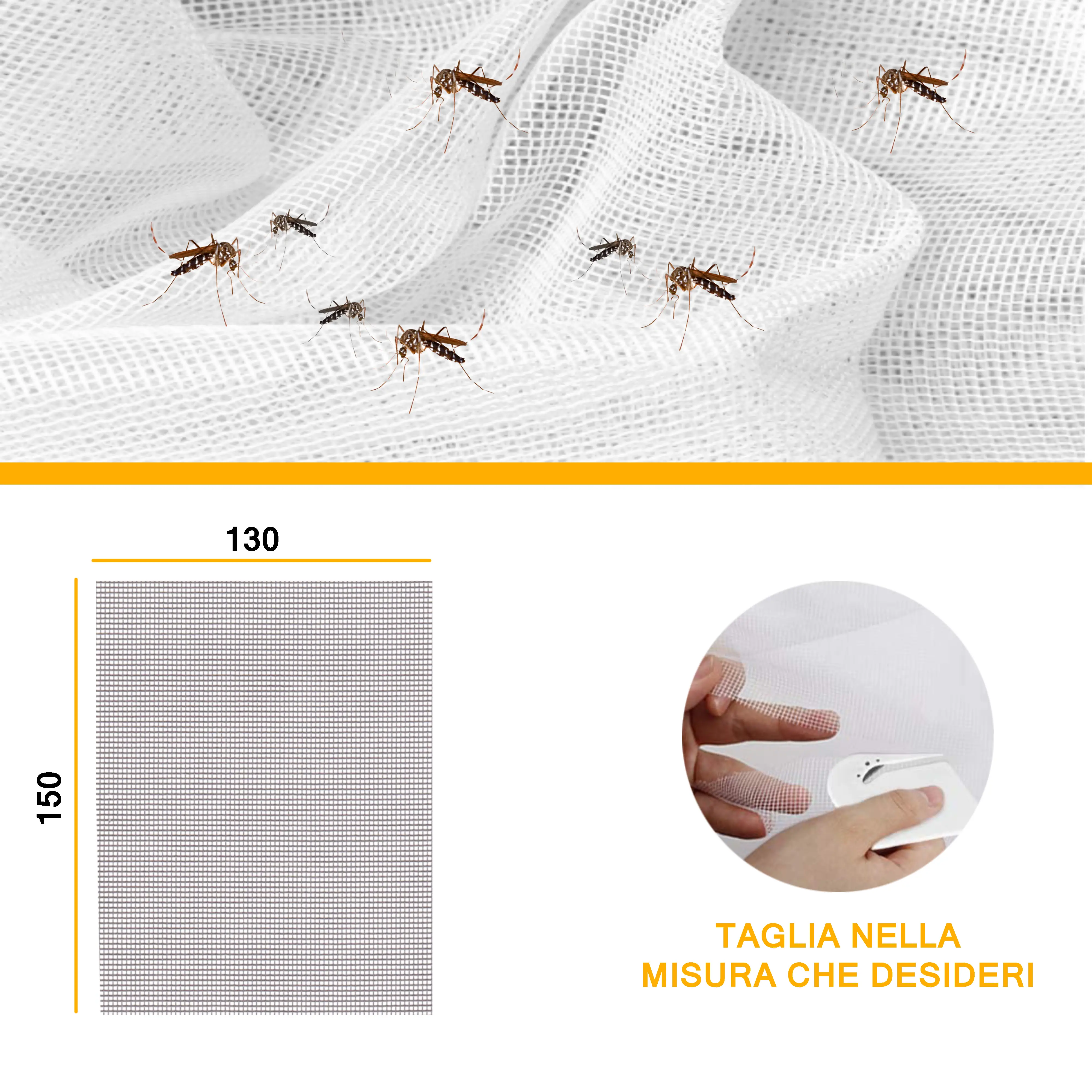 2 Zanzariere Adesive Tagliabili Per Finestra Zanzariera Per Finestre Con Nastro Adesivo Potente Taglierino Dimensioni Regolabili Non Richiede Perforazione Facile Installazione (130 x 150 Cm, Bianco)