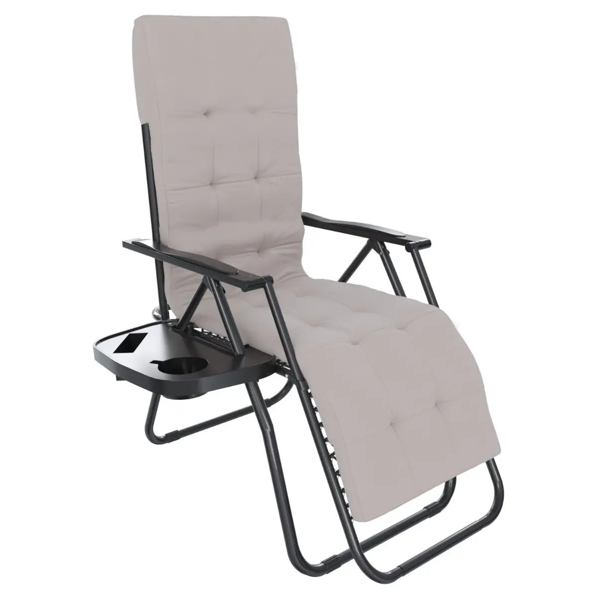 Set Di 2 Poltrone Sedie Sdraio Relax Reclinabili Gravità 0 Con Cuscino Trapuntato Imbottito Design Ergonomico Richiudibile Salvaspazio In Acciaio Tubolare Doppio Spessore Portata Max 120 Kg (Tortora)
