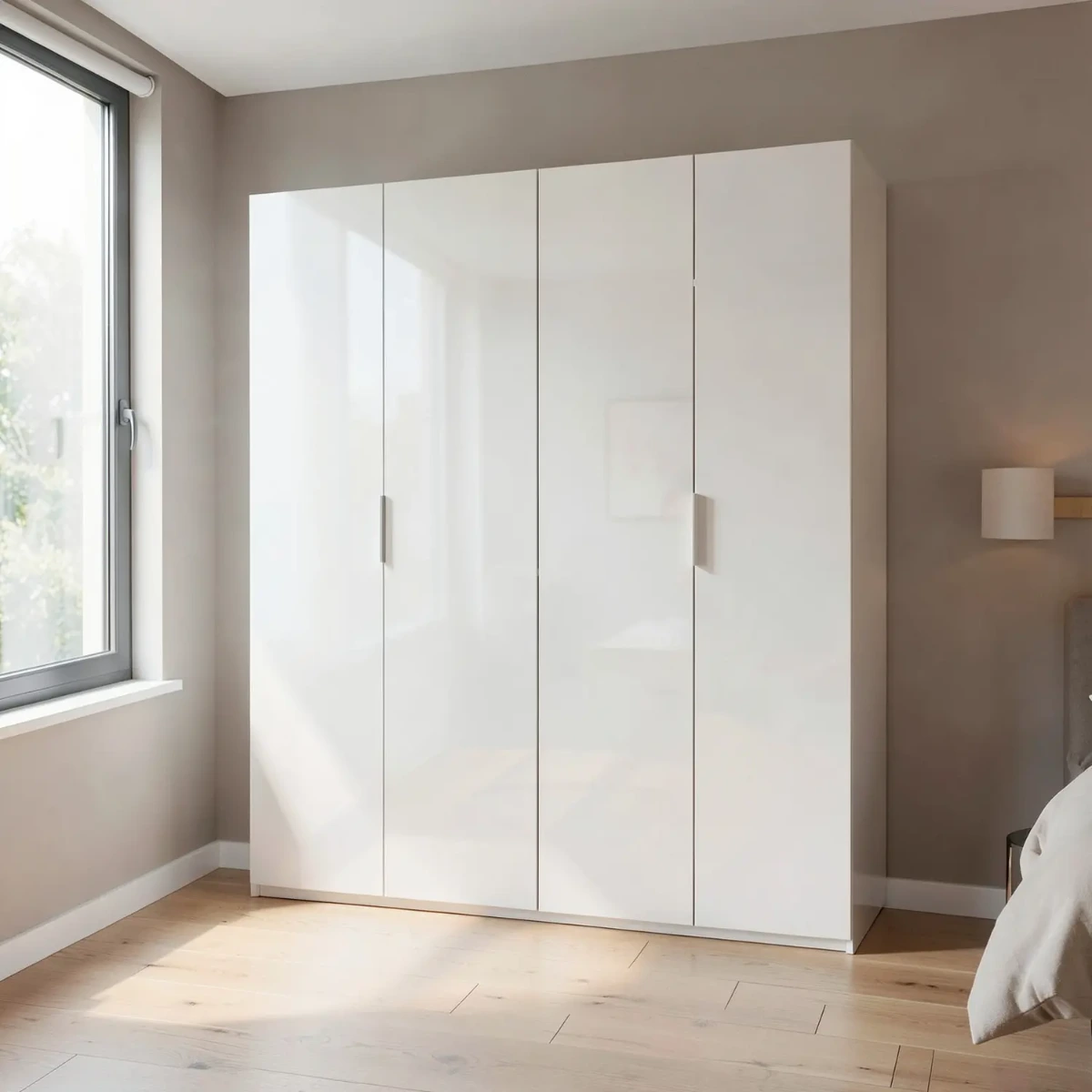 Armadio A 4 Ante Battenti Con 2 Barre Appendiabiti E Ripiano Interno Guardaroba Moderno Per Camera Da Letto Cabina Armadio Stanza Ospiti Design Moderno Minimal 180 x 200 x 52 Cm