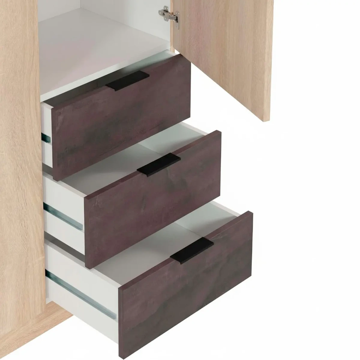 Armadio Guardaroba 3 Ante 3 Cassetti E 4 Ripiani Stile Industriale Con Appendiabiti Per Camera Da Letto Moderna Corridoio Cameretta Urban Design 180 x 121 x 52 Cm