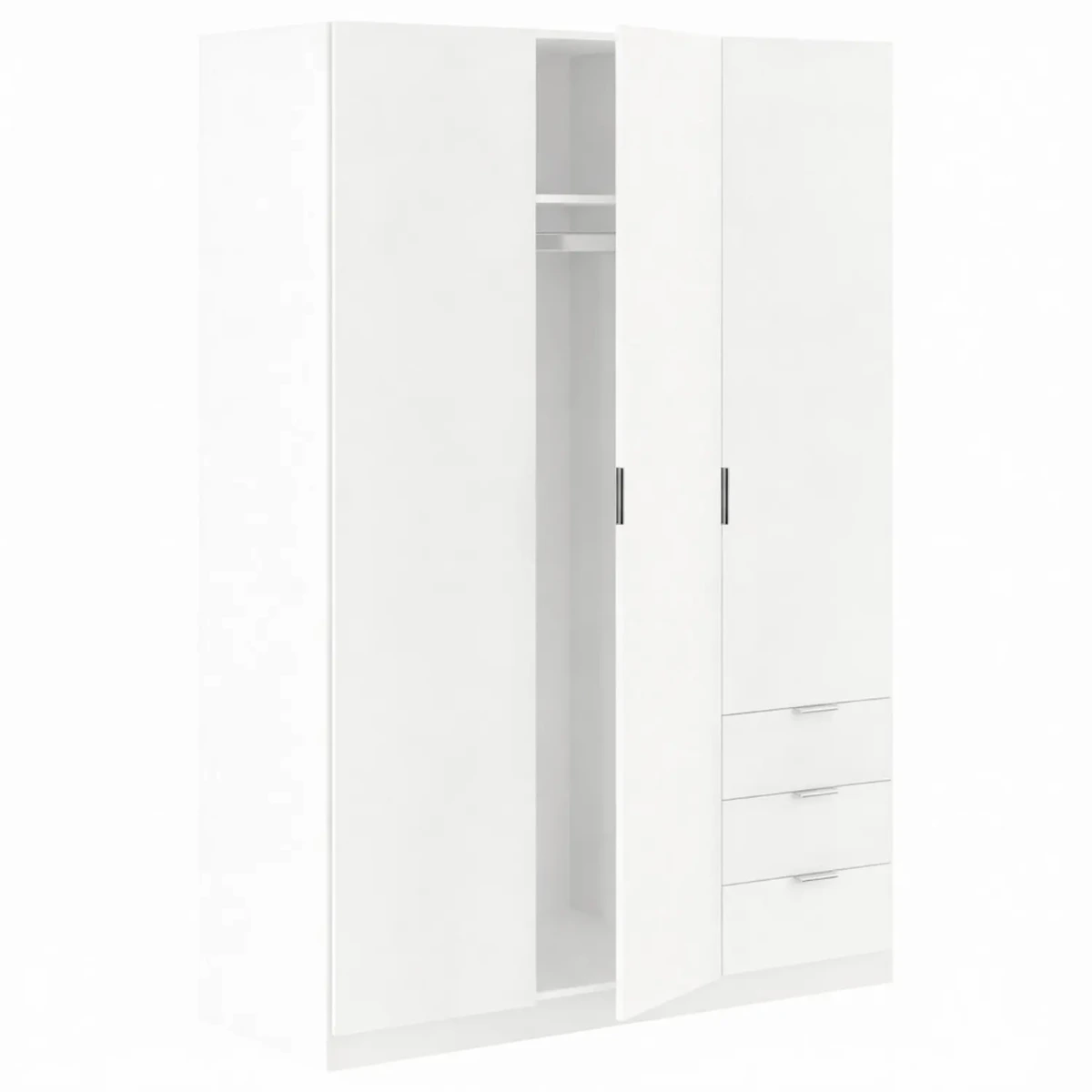 Armadio Guardaroba Vestiti 3 Ante Battenti 4 Ripiani E 3 Cassetti Con Barra Appendiabiti Salvaspazio Per Camera Da Letto Stanza Matrimoniale Design Moderno 200x52x135Cm