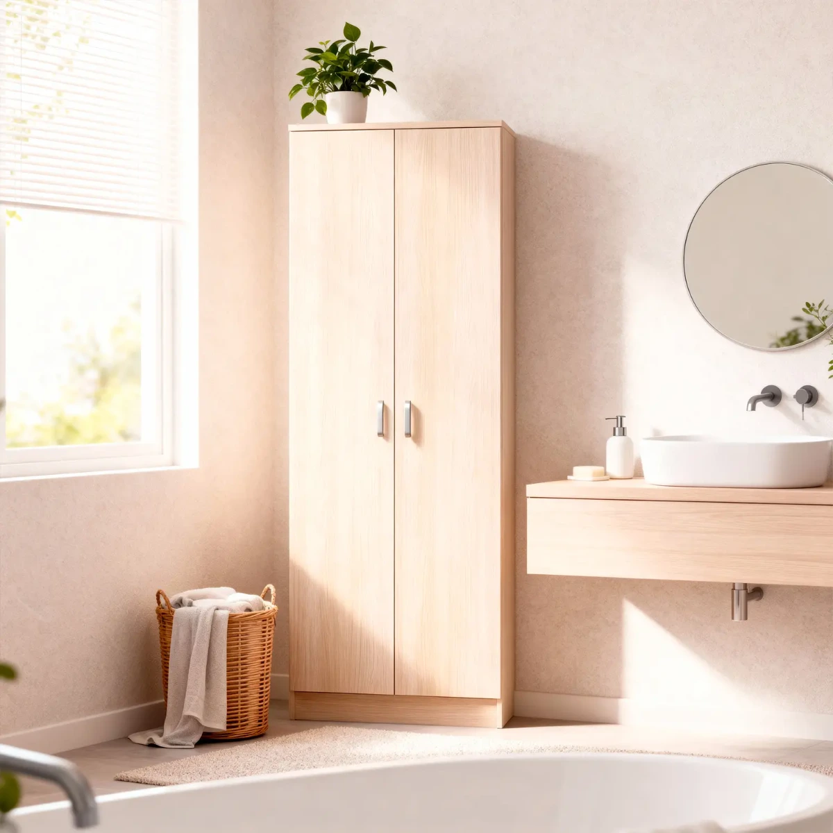 Armadio Multiuso A 2 Ante E 8 Ripiani Regolabili Mobile Armadietto Salvaspazio Per Bagno Lavanderia Ingresso Camera Da Letto Struttura Compatta E Capiente 180 x 59 x 37 Cm