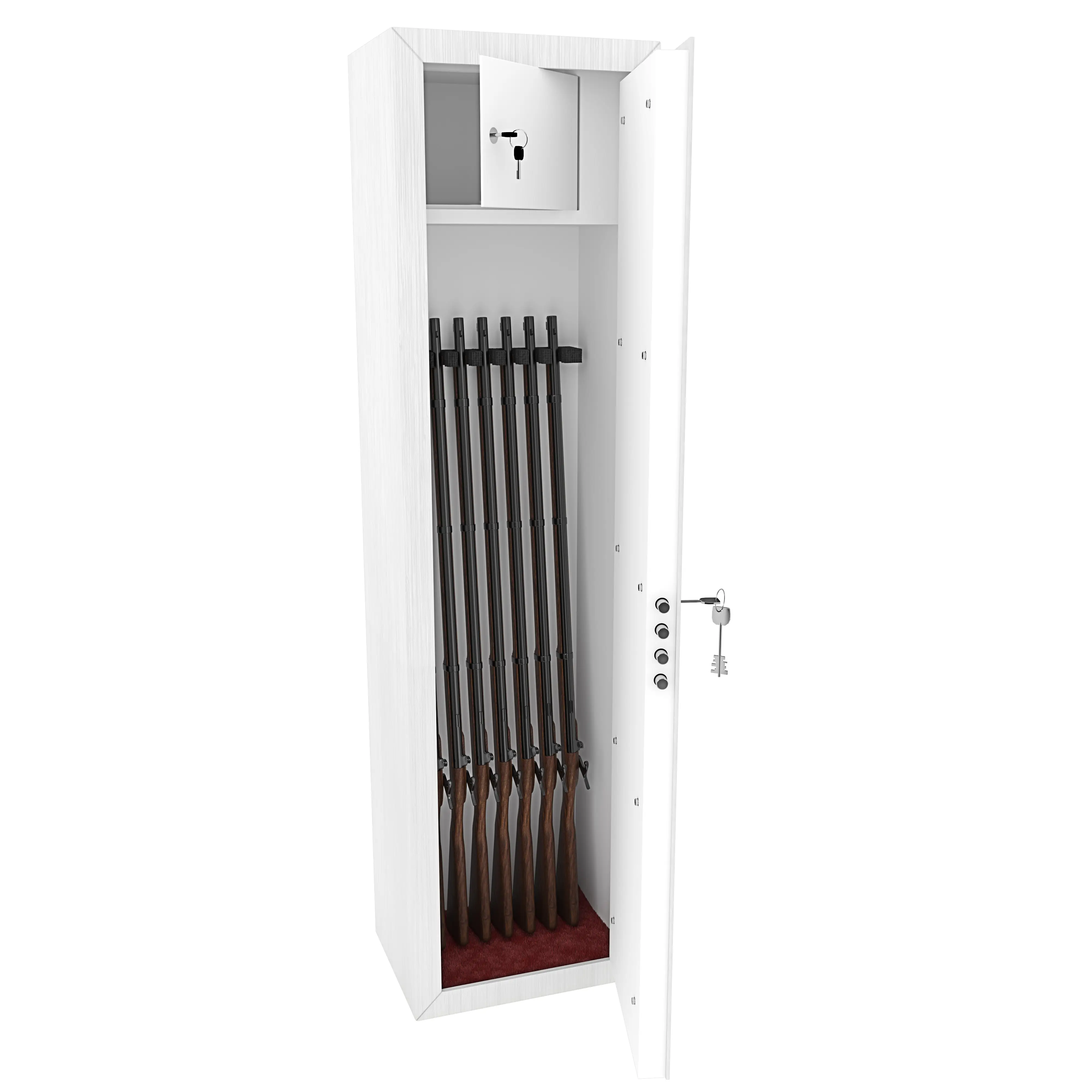 armadio-portafucili-armi-blindato-fuciliera-in-acciaio-con-cassetto-tesoretto-con-serratura-e-chiave-a-doppia-mappa-cassaforte-sicura-denton-colore-bianco-effetto-legno-148-x-40-x-28-cm-7-posti-191185-1