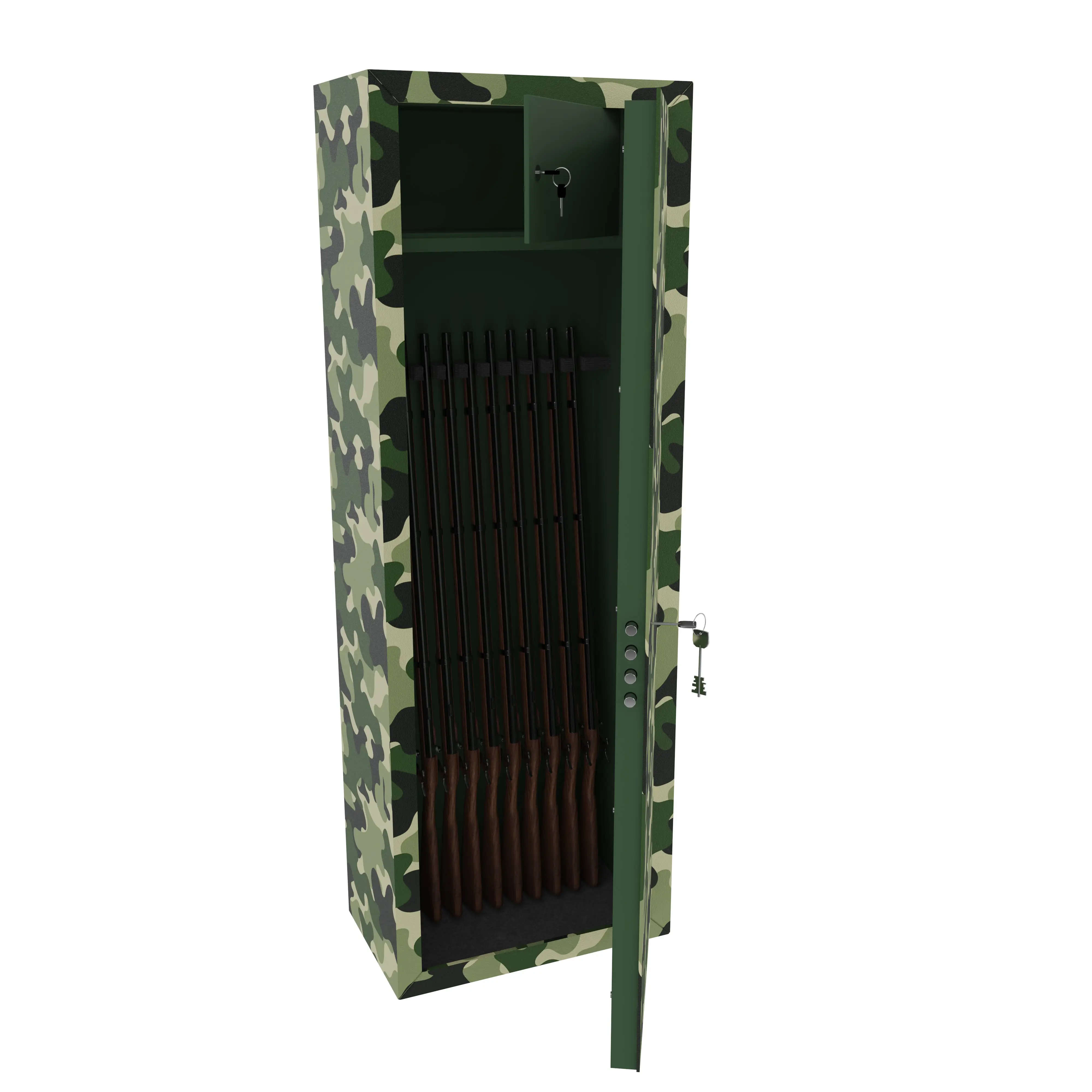 armadio-portafucili-armi-blindato-fuciliera-in-acciaio-con-cassetto-tesoretto-con-serratura-e-chiave-a-doppia-mappa-cassaforte-sicura-verde-mimetico-militare-fort-worth-148-x-53-5-x-32-cm-10-posti-191196-1