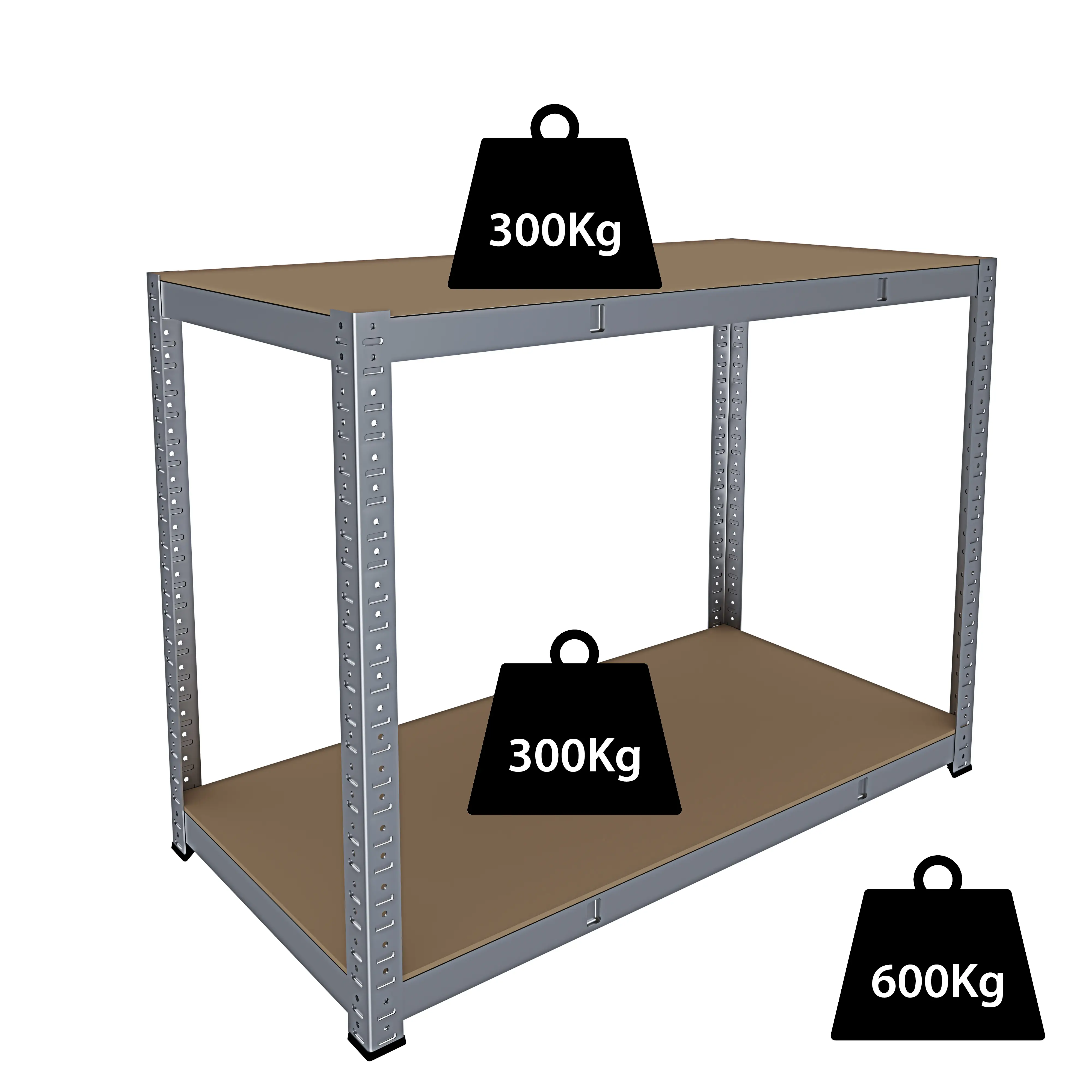 Banco Tavolo Da Lavoro Senza Bulloni In Acciaio Metallo e MDF Portata Fino a 600 Kg Con 2 Ripiani Regolabili Ideale Per Garage Officina Cantina Capannone Magazzino Design Modulare 87 x 120 x 60 cm