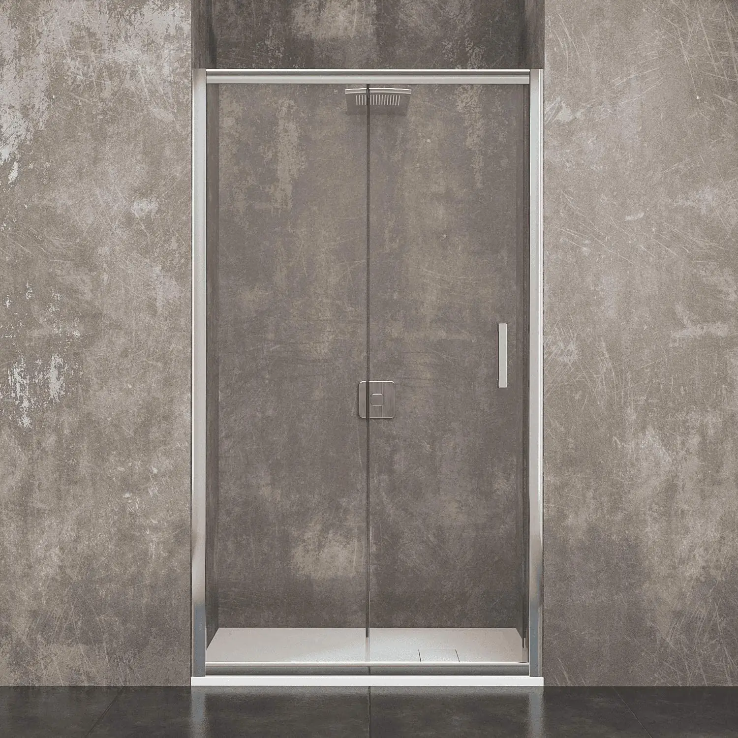 Box Doccia A Nicchia Altezza 195 cm Con Apertura Anta Scorrevole In Cristallo Temperato Trasparente Da 6 mm Porta Bagno Struttura Alluminio Anodizzato Maniglie Acciaio Cromato Skien (130 x 195 Cm)