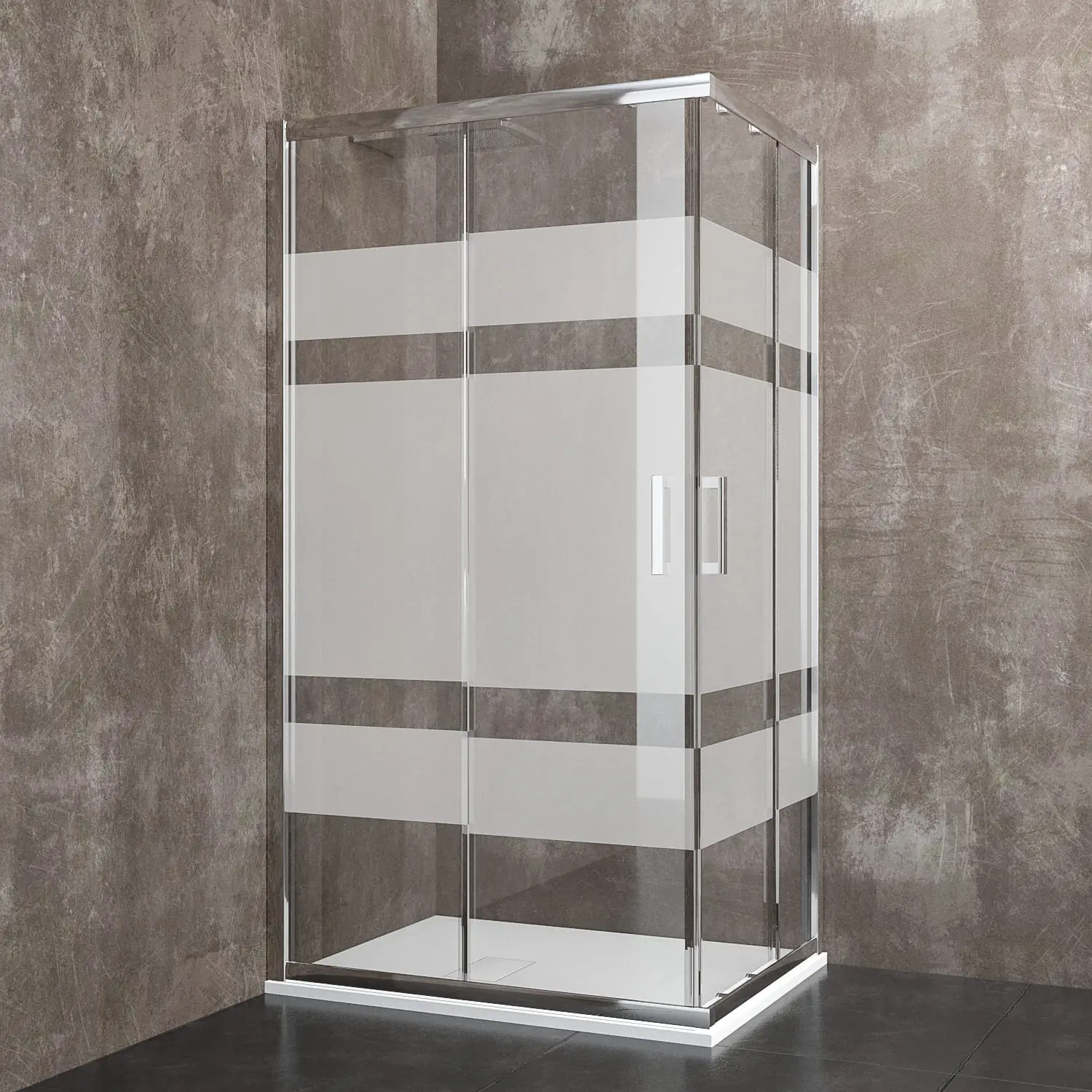 Box Doccia Rettangolare 195 Cm H Cabina Bagno Con Porte Scorrevoli Ante In Cristallo Temperato Serigrafato da 6 mm Struttura Alluminio Anodizzato Maniglie in Acciaio Cromato Ginevra (90 x 120 Cm)