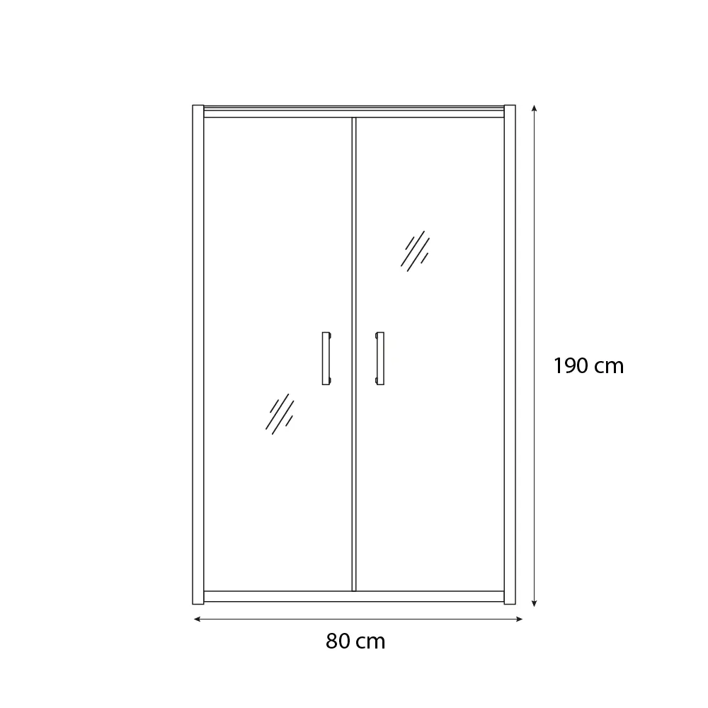Box Doccia Saloon Sofia Porta Bagno Ante Con Apertura Battente In Cristallo Temperato Trasparente da 6 mm Altezza 190 cm Struttura Alluminio Anodizzato Maniglie In Acciaio Cromato (80 cm)