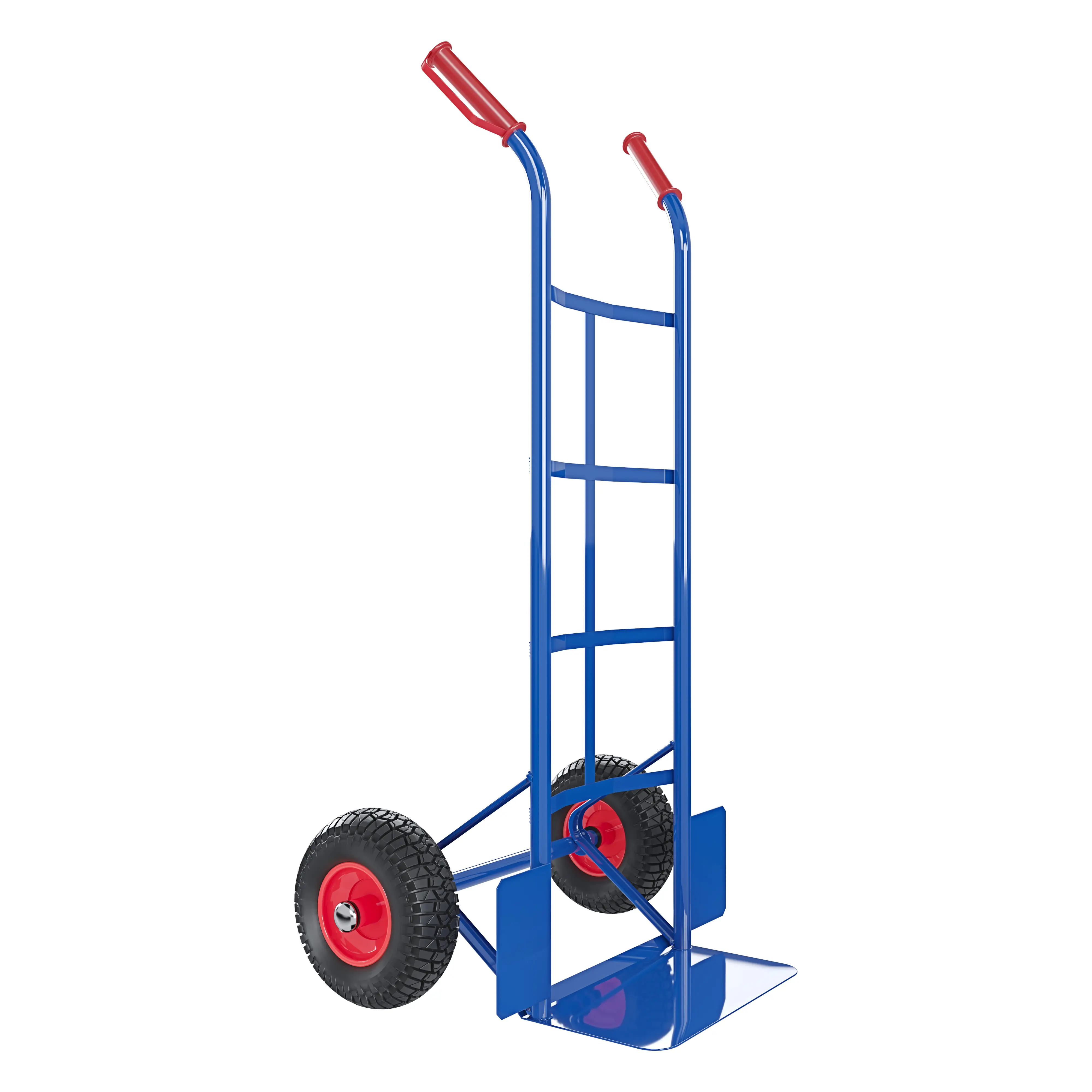 Carrello A Mano Portapacchi Portata Max 200 Kg In Acciaio Tubolare Con Ruote Pneumatiche Rinforzate Trasporto Pacchi Grandi Portasacchi Portacasse 45 x 50.5 x 116 Cm (Blu)