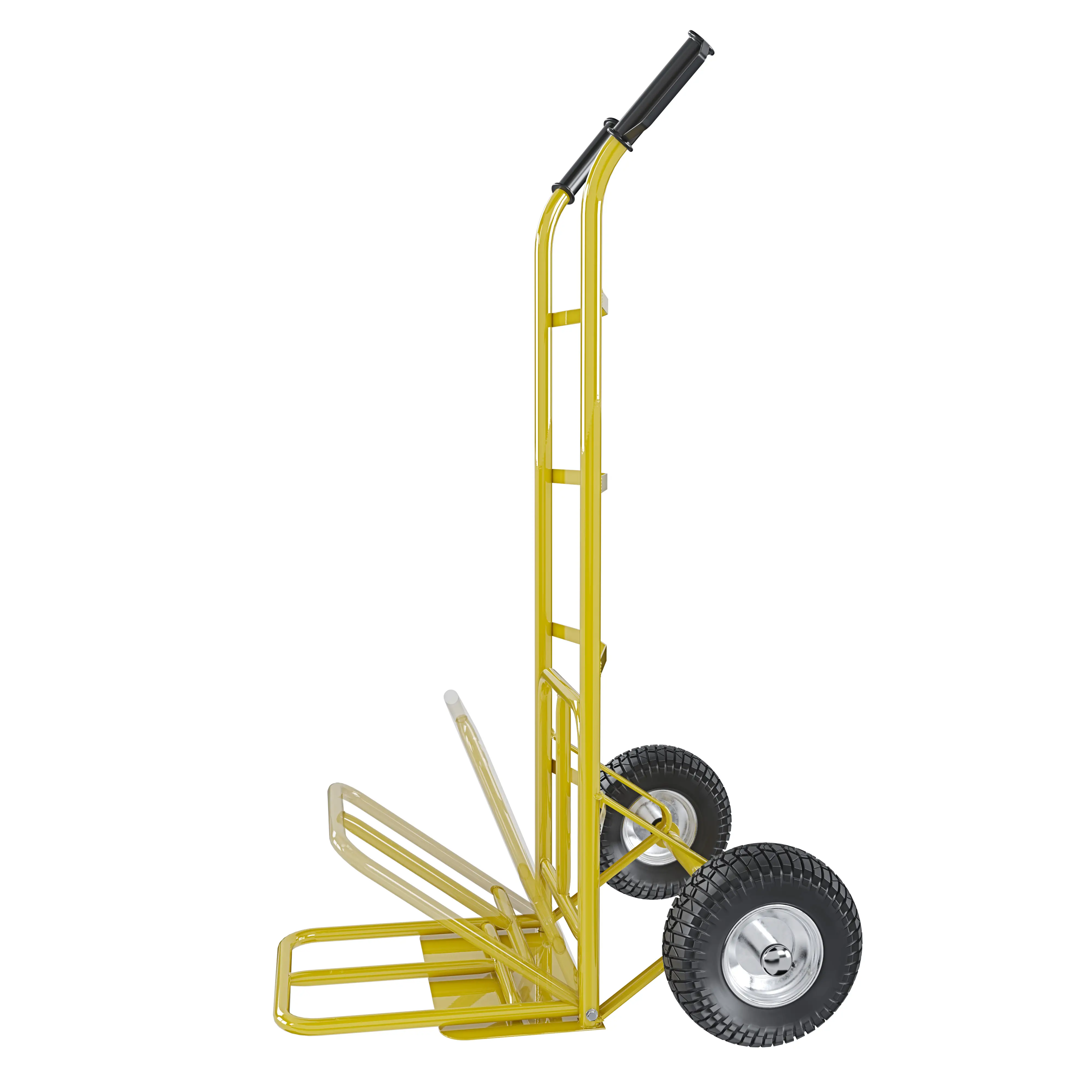 Carrello Portapacchi Portata Max 250 Kg A Mano Portatutto Ribalta Acciaio Tubolare Ruote Pneumatiche Rinforzate Trasporto Grandi Pacchi Portasacchi Portacasse Grandi Volumi 63 x 53 x 116 Cm (Giallo)