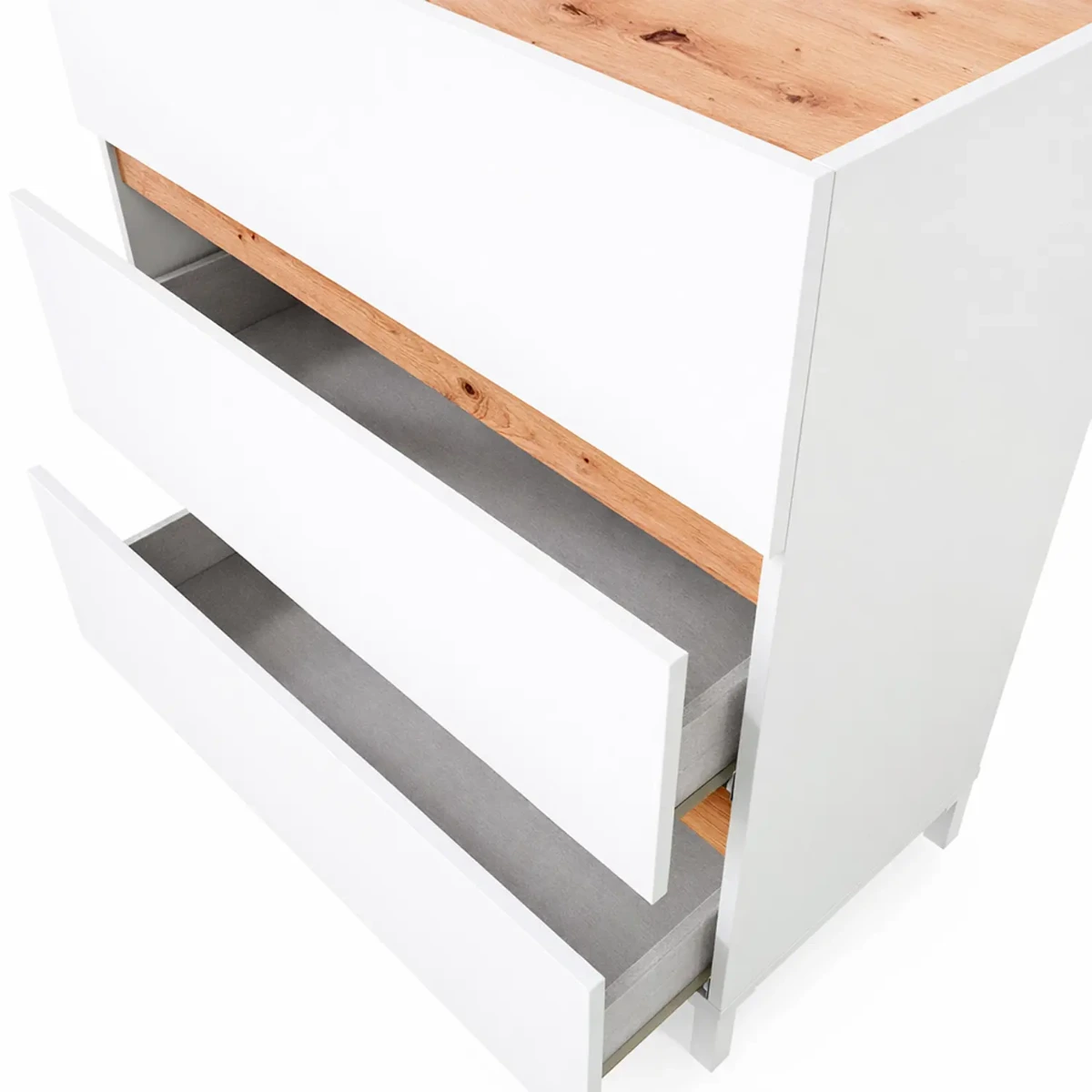 Cassettiera Stile Nordico A 3 Cassetti Gambe Rialzate E Guide Metalliche Mobile Camera da Letto Con Ampio Spazio Contenitivo Design Moderno