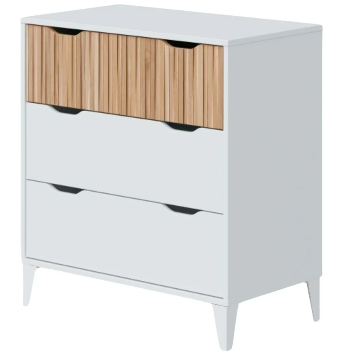 Cassettiera Stile Nordico Con 3 Cassetti Mobile Per Camera Da Letto Moderna Con Gambe Rialzate Mobile Design Scandinavo Zona Notte Salvaspazio 70.5 x 76 x 40 Cm