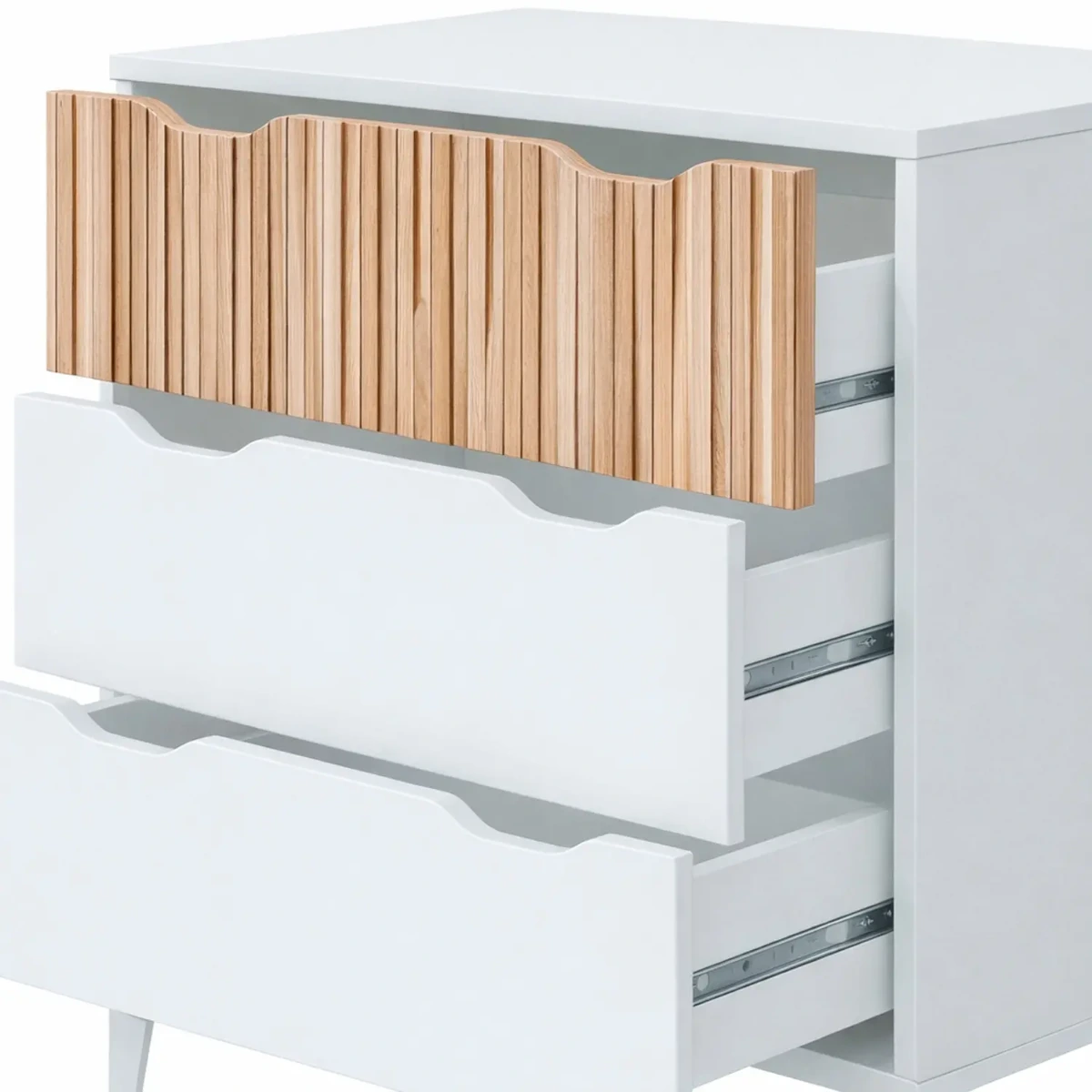 Cassettiera Stile Nordico Con 3 Cassetti Mobile Per Camera Da Letto Moderna Con Gambe Rialzate Mobile Design Scandinavo Zona Notte Salvaspazio 70.5 x 76 x 40 Cm