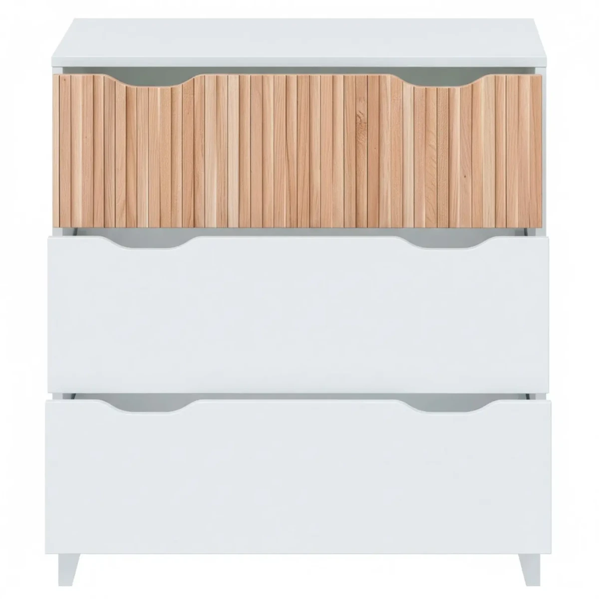 Cassettiera Stile Nordico Con 3 Cassetti Mobile Per Camera Da Letto Moderna Con Gambe Rialzate Mobile Design Scandinavo Zona Notte Salvaspazio 70.5 x 76 x 40 Cm