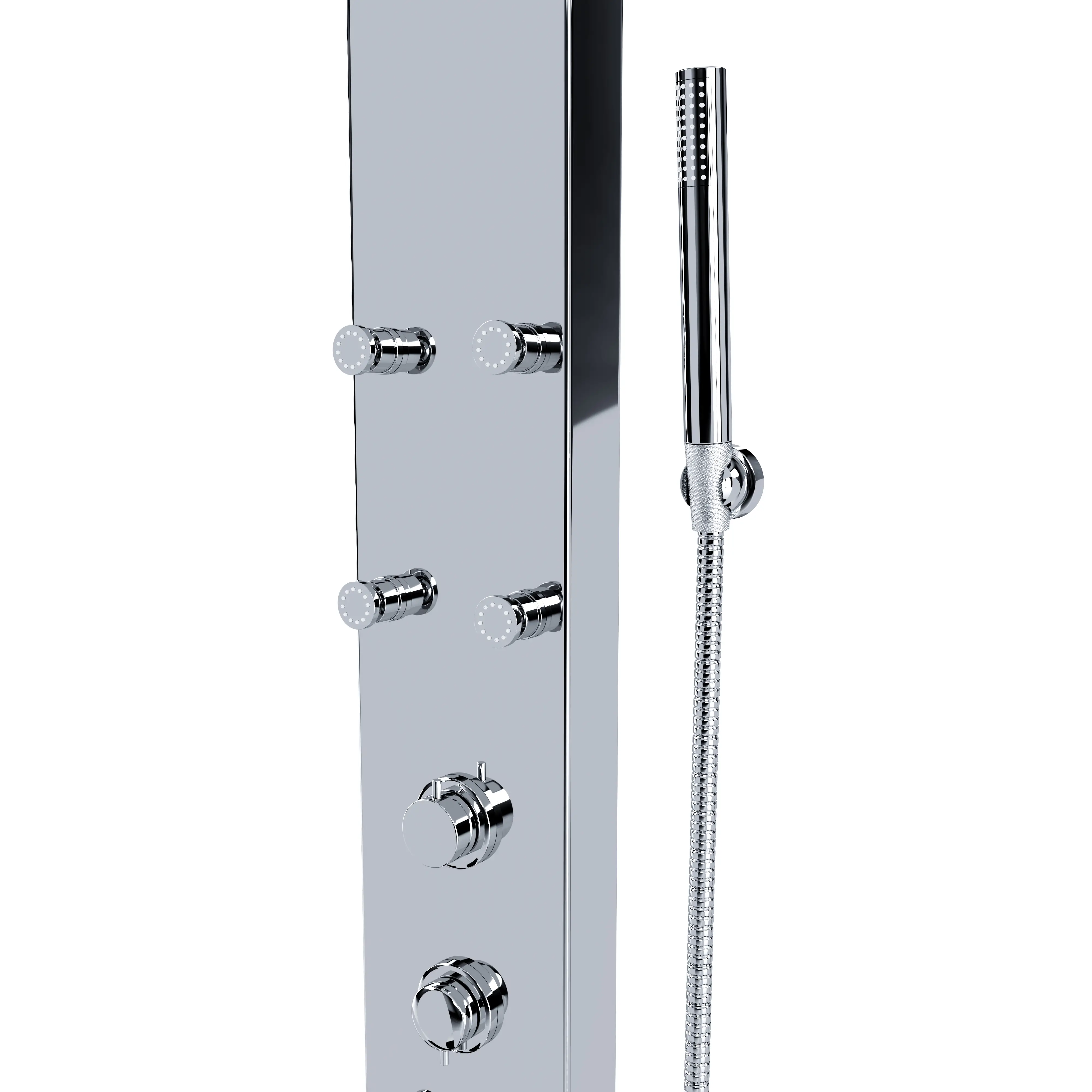Colonna Doccia Ohio In acciaio Inox 304 Spazzolato Con Miscelatore Pannello Design Moderno Multifunzione Doccia, Soffione, Idromassaggio, Doccia A Cascata, Doccetta 140 x 16.2 x 18 cm (Argento)