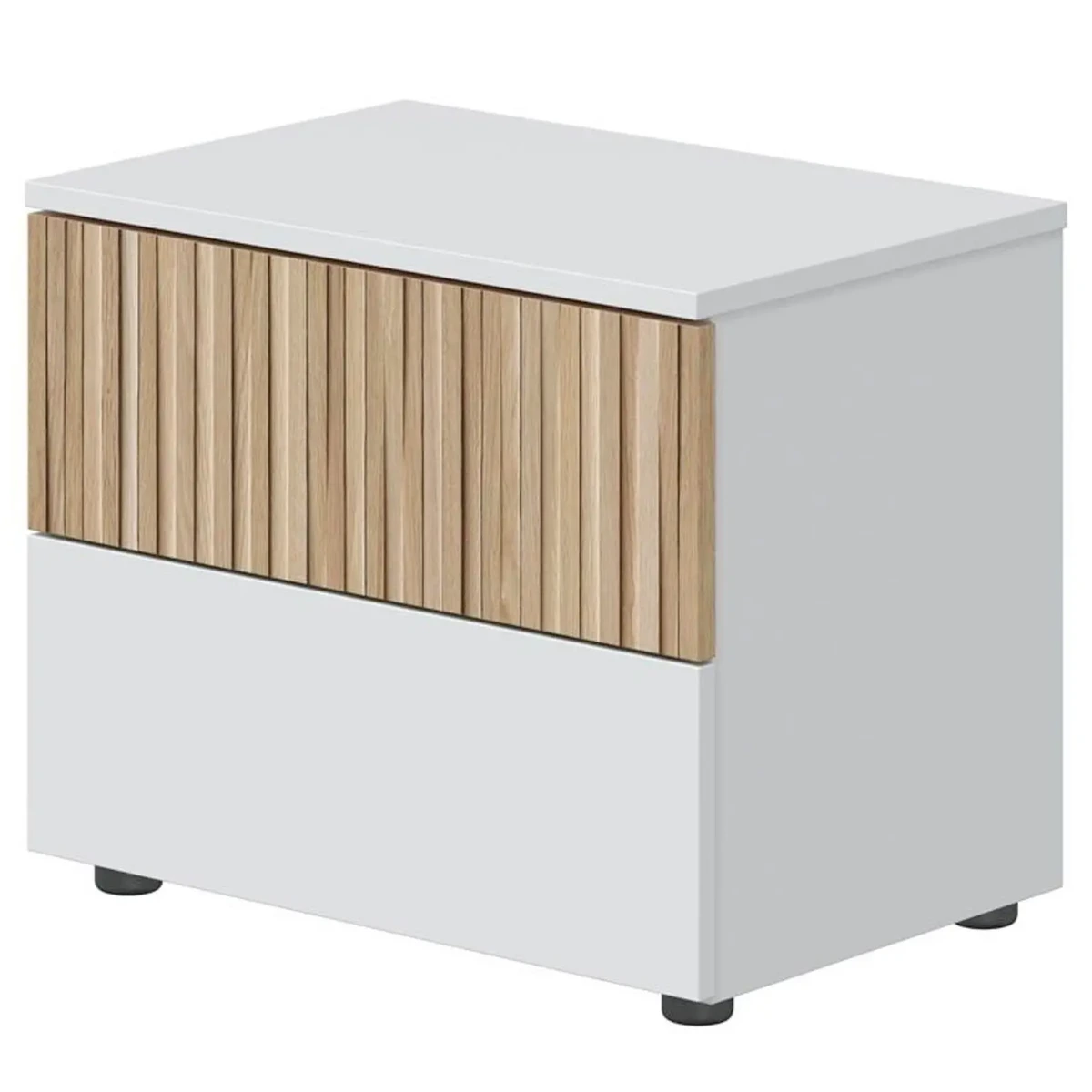 Comodino Con 2 Cassetti Stile Nordico Mobiletto Per Camera Da Letto Moderna Mobile Design Scandinavo Zona Notte Salvaspazio 50 x 41.5 x 34 Cm