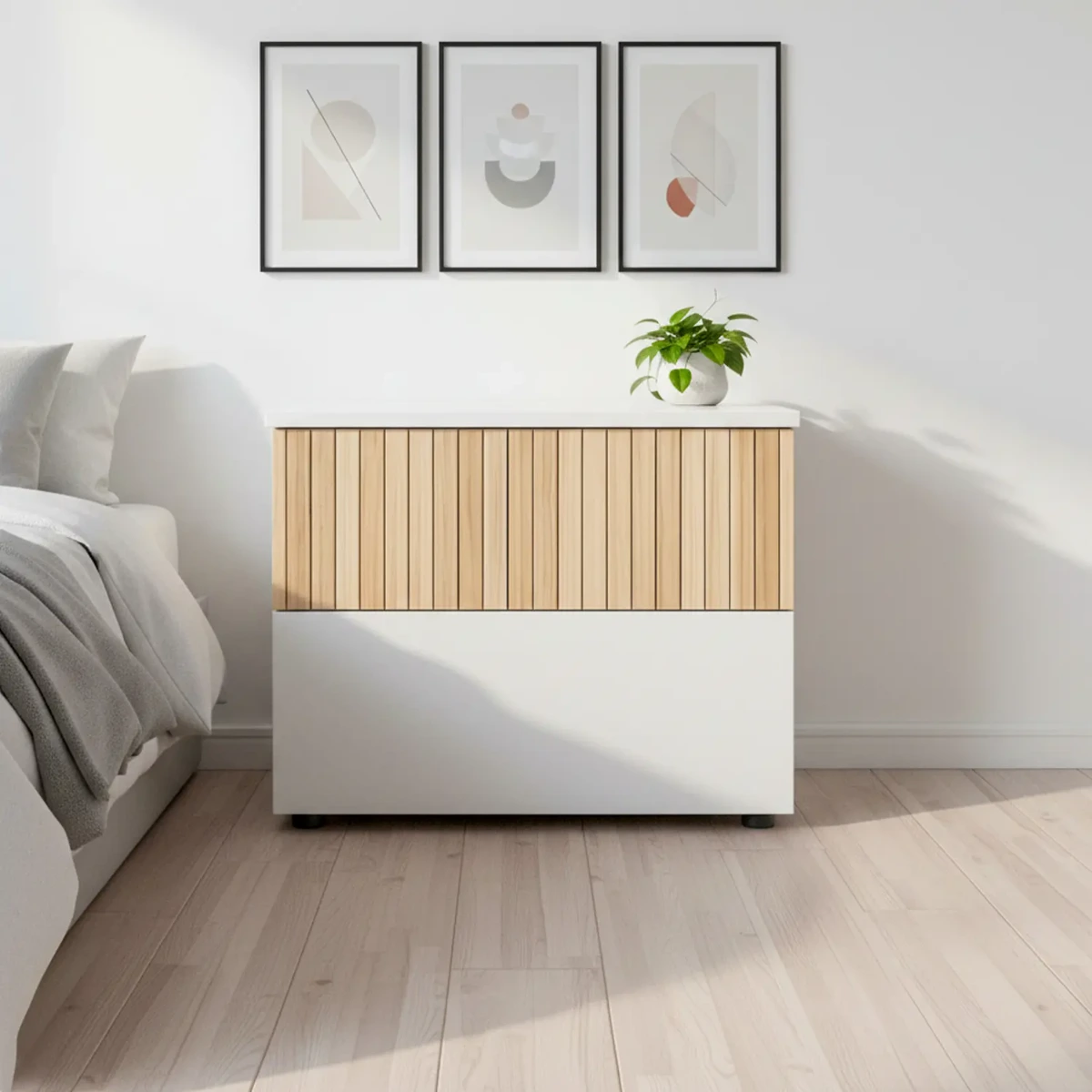 Comodino Con 2 Cassetti Stile Nordico Mobiletto Per Camera Da Letto Moderna Mobile Design Scandinavo Zona Notte Salvaspazio 50 x 41.5 x 34 Cm