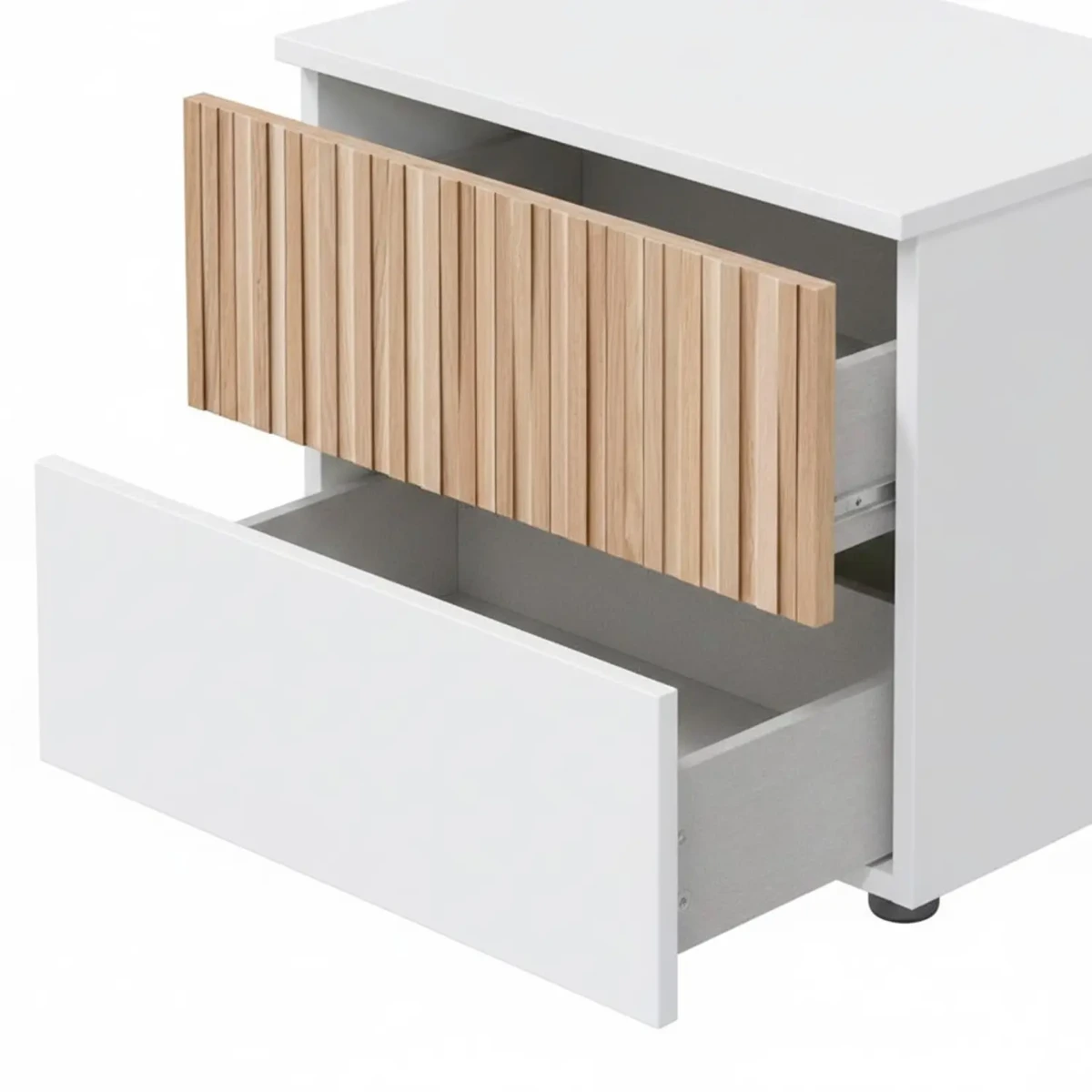 Comodino Con 2 Cassetti Stile Nordico Mobiletto Per Camera Da Letto Moderna Mobile Design Scandinavo Zona Notte Salvaspazio 50 x 41.5 x 34 Cm