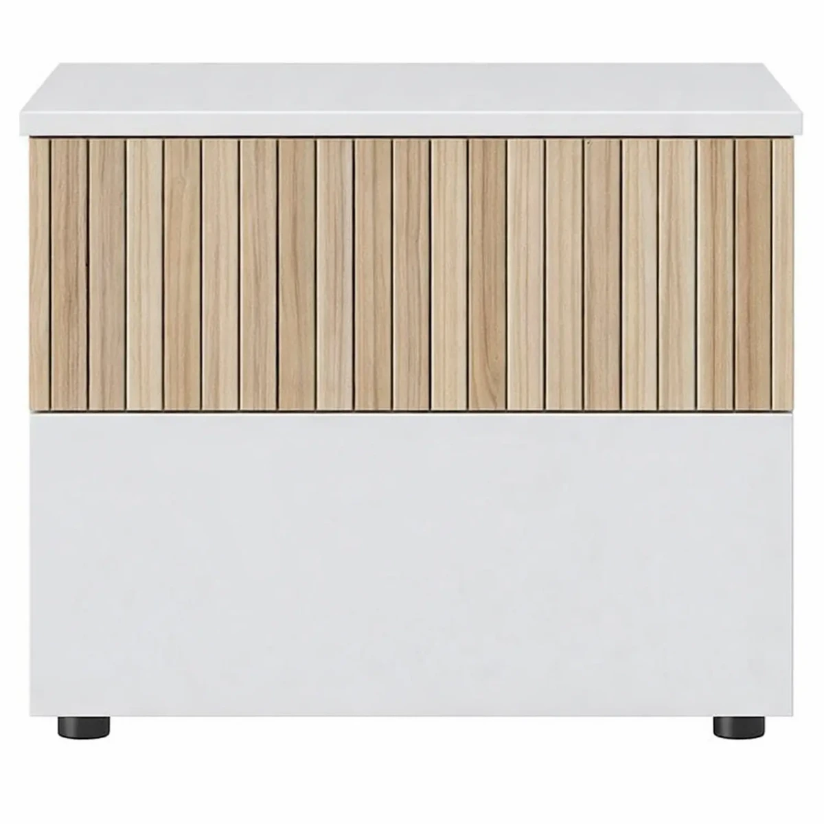 Comodino Con 2 Cassetti Stile Nordico Mobiletto Per Camera Da Letto Moderna Mobile Design Scandinavo Zona Notte Salvaspazio 50 x 41.5 x 34 Cm