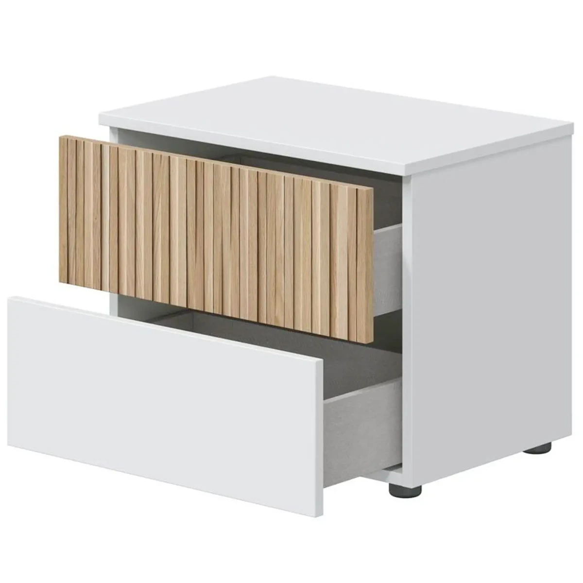 Comodino Con 2 Cassetti Stile Nordico Mobiletto Per Camera Da Letto Moderna Mobile Design Scandinavo Zona Notte Salvaspazio 50 x 41.5 x 34 Cm
