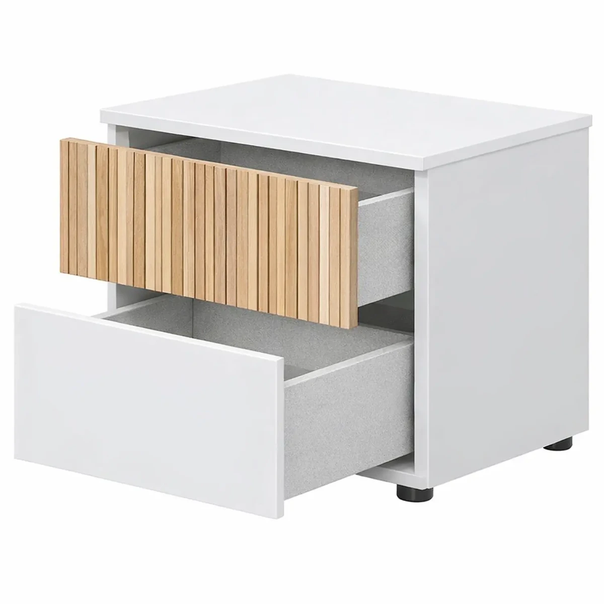 Comodino Con 2 Cassetti Stile Nordico Mobiletto Per Camera Da Letto Moderna Mobile Design Scandinavo Zona Notte Salvaspazio 50 x 41.5 x 34 Cm
