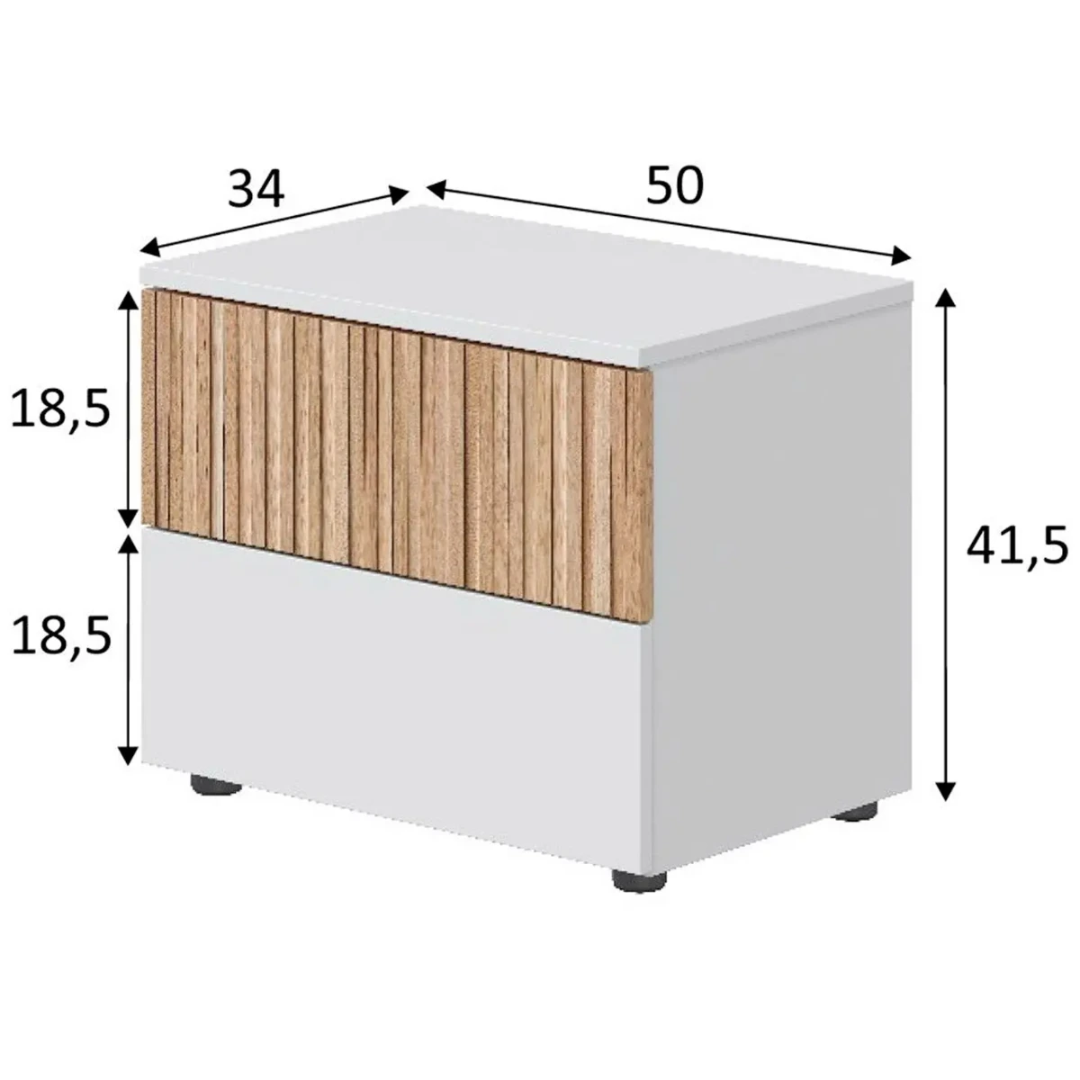 Comodino Con 2 Cassetti Stile Nordico Mobiletto Per Camera Da Letto Moderna Mobile Design Scandinavo Zona Notte Salvaspazio 50 x 41.5 x 34 Cm