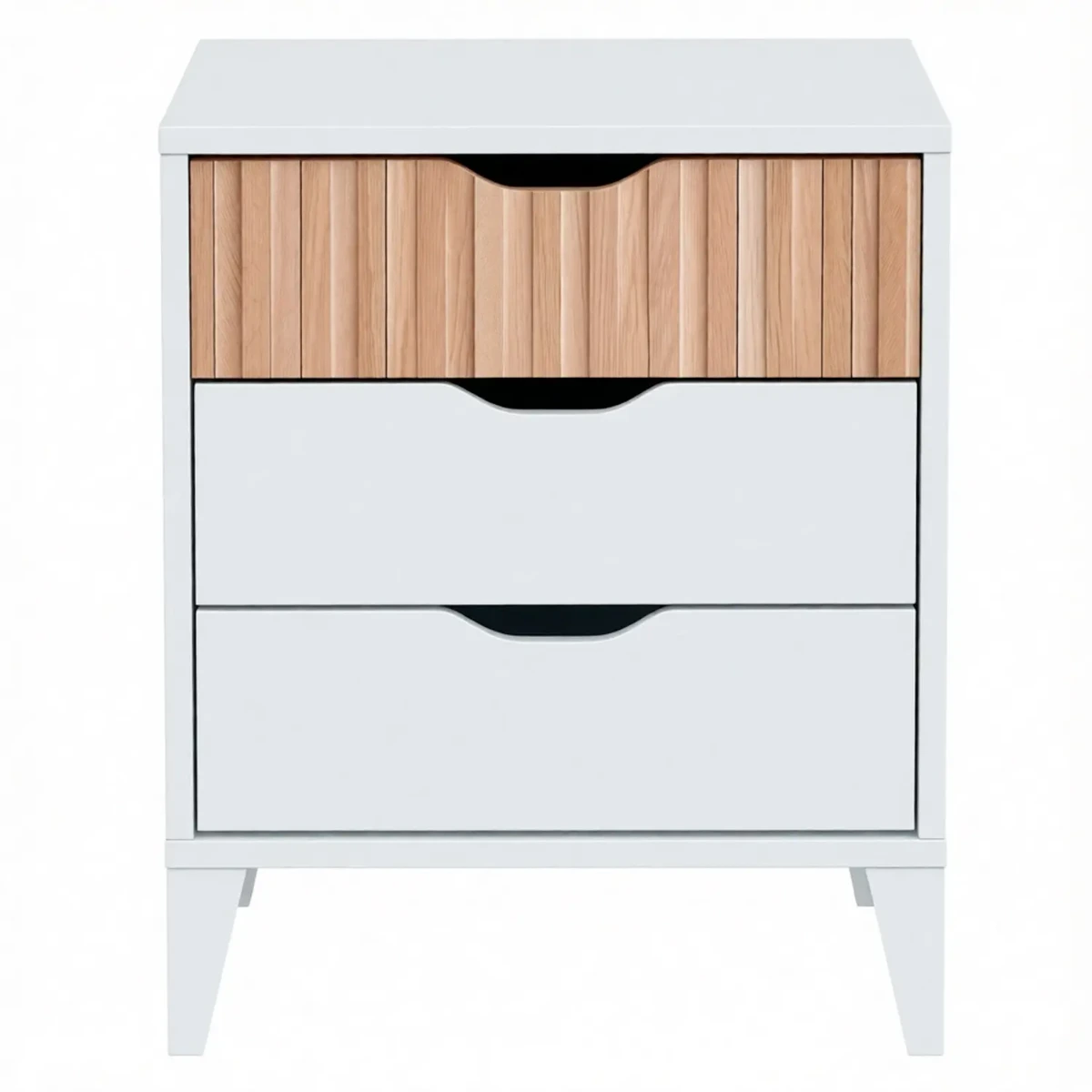 Comodino Stile Nordico Con 3 Cassetti Mobiletto Per Camera Da Letto Moderna Con Gambe Rialzate Mobile Design Scandinavo Zona Notte Salvaspazio 50 x 44 x 33 Cm