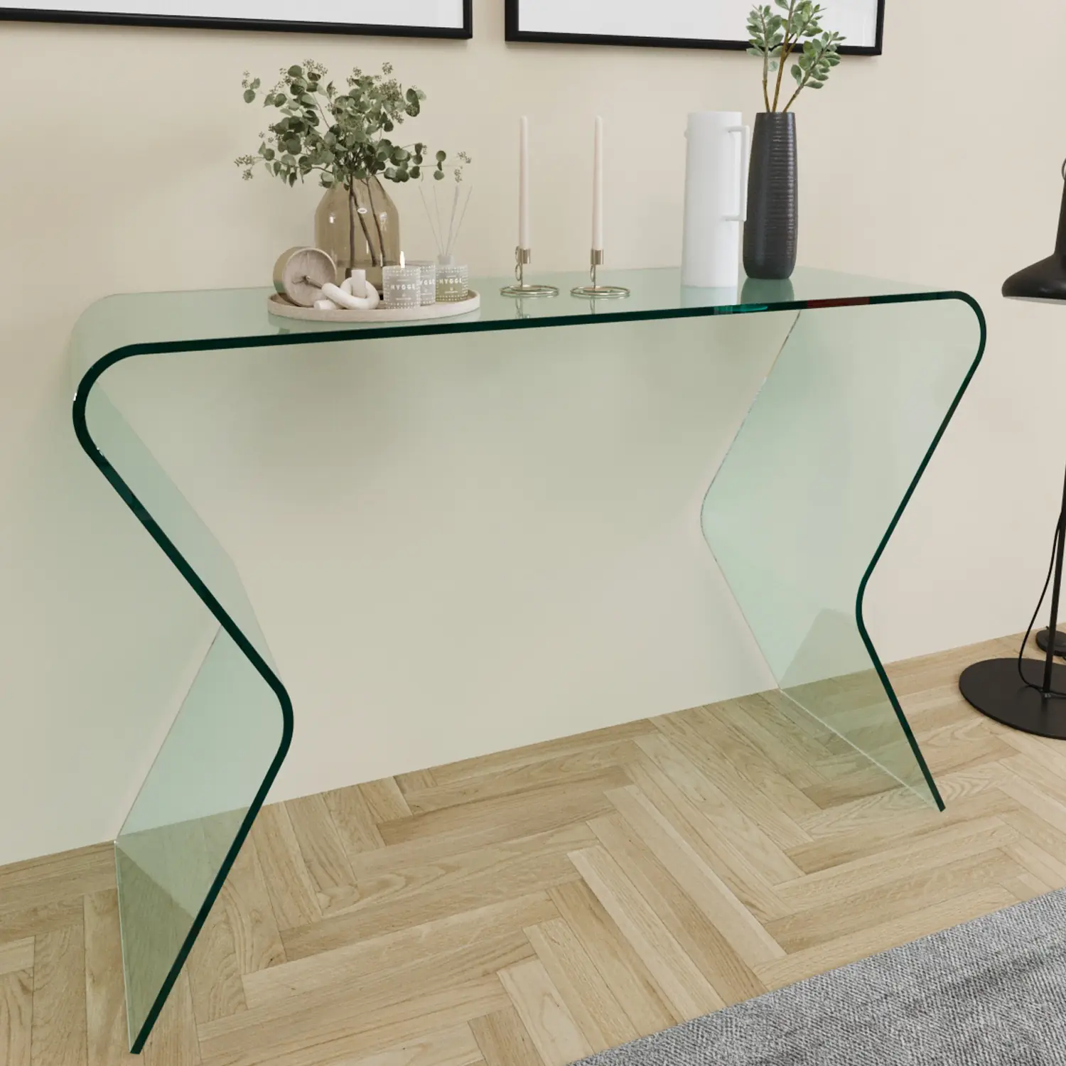 Consolle Tavolo Scrivania Ingresso Soggiorno Camera Da Pranzo Letto Salotto Ufficio Sala Vetro Cristallo Tavolino Stretto Salvaspazio Design Moderno Raffinato Elegante Z-04 120 x 82 x 40 Cm
