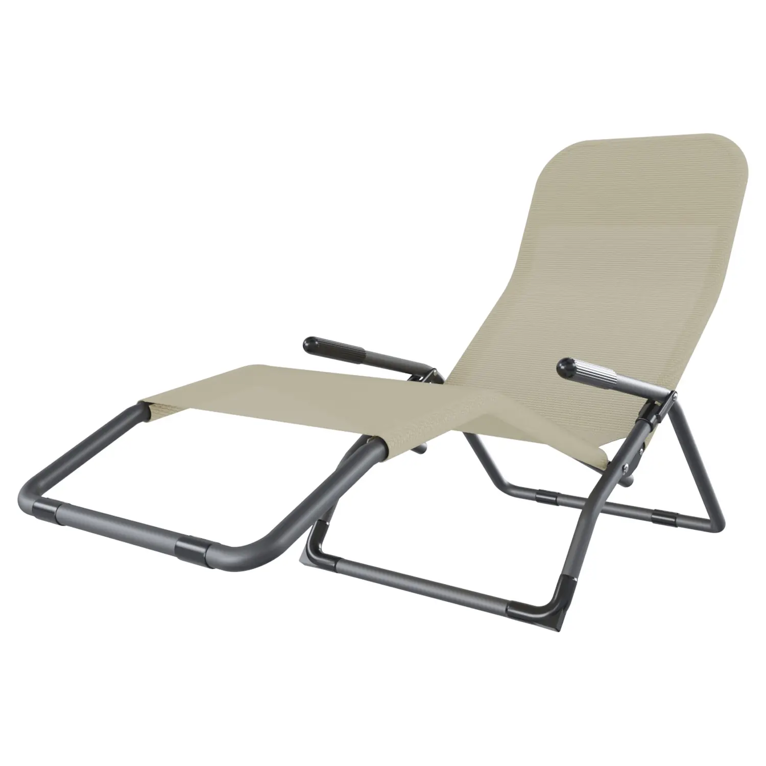 Coppia Di Lettini Basculante Pieghevole Prendisole Sedia Con Braccioli Sdraio Schienale Reclinabile Regolabile Struttura In Metallo Tubolare Spiaggia Mare Giardino Piscina 173 x 66 x 60 Cm (Beige)