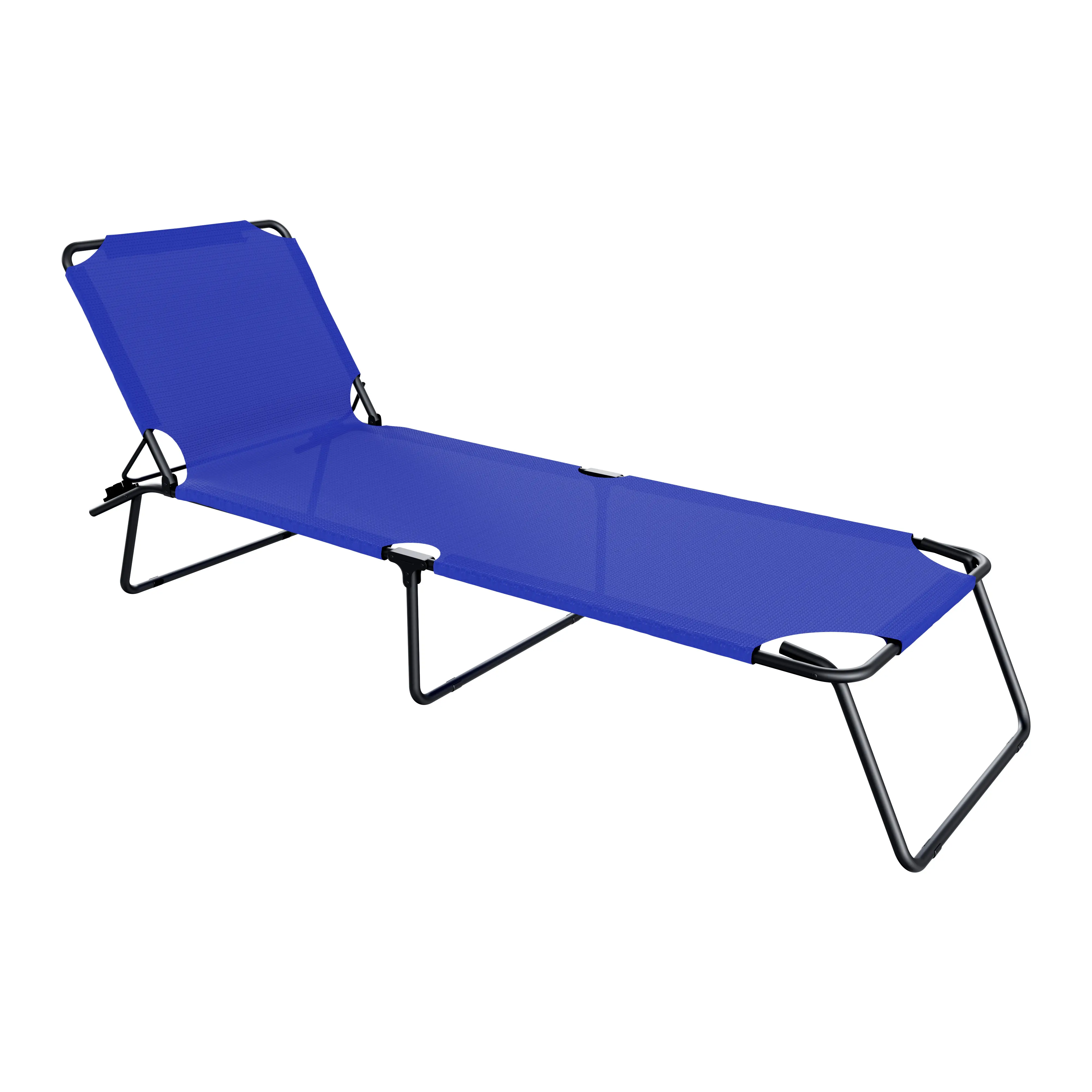 Coppia Di Lettini Pieghevoli Prendisole Senza Tettuccio Parasole Schienale Reclinabile Regolabile Struttura In Metallo Nero Sedia Sdraio Per Spiaggia Mare Giardino Piscina 187 x 53 x 24 Cm (Blue)