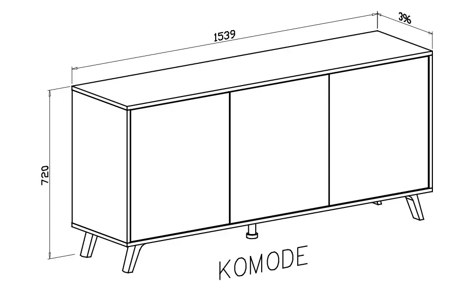 Credenza Moderna Madia 3 Ante Senza Maniglie Design Minimal Con Piedini RialzatiPer Soggiorno Ingresso Corridoio Salotto 154 x 72 x 40 Cm Bianco e Grigio Cemento