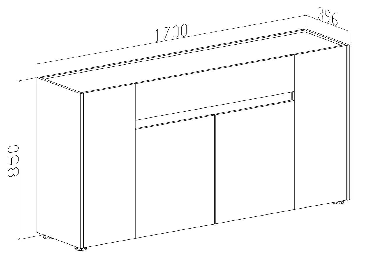 Credenza Moderna Madia In Melaminico Con 4 Ante E 1 Cassetto Mobile Contenitore Sala da Pranzo Soggiorno Design Senza Maniglie Elegante Capiente 170 x 85 x 40 cm Beige