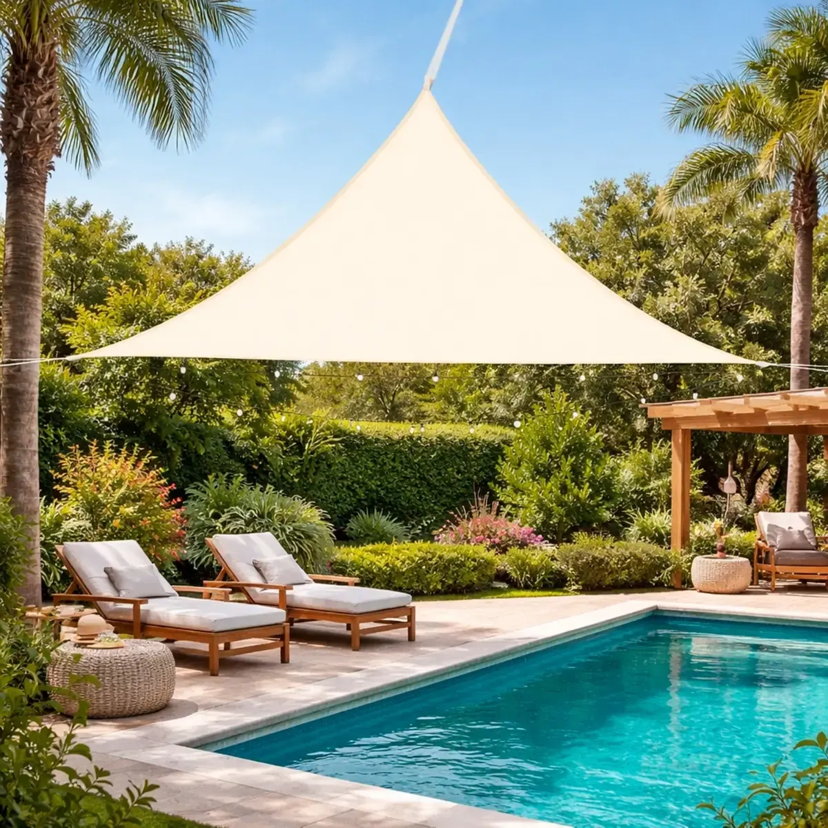 TENDA PARASOLE TRIANGOLARE 3.6x3.6x3.6 metri AVORIO