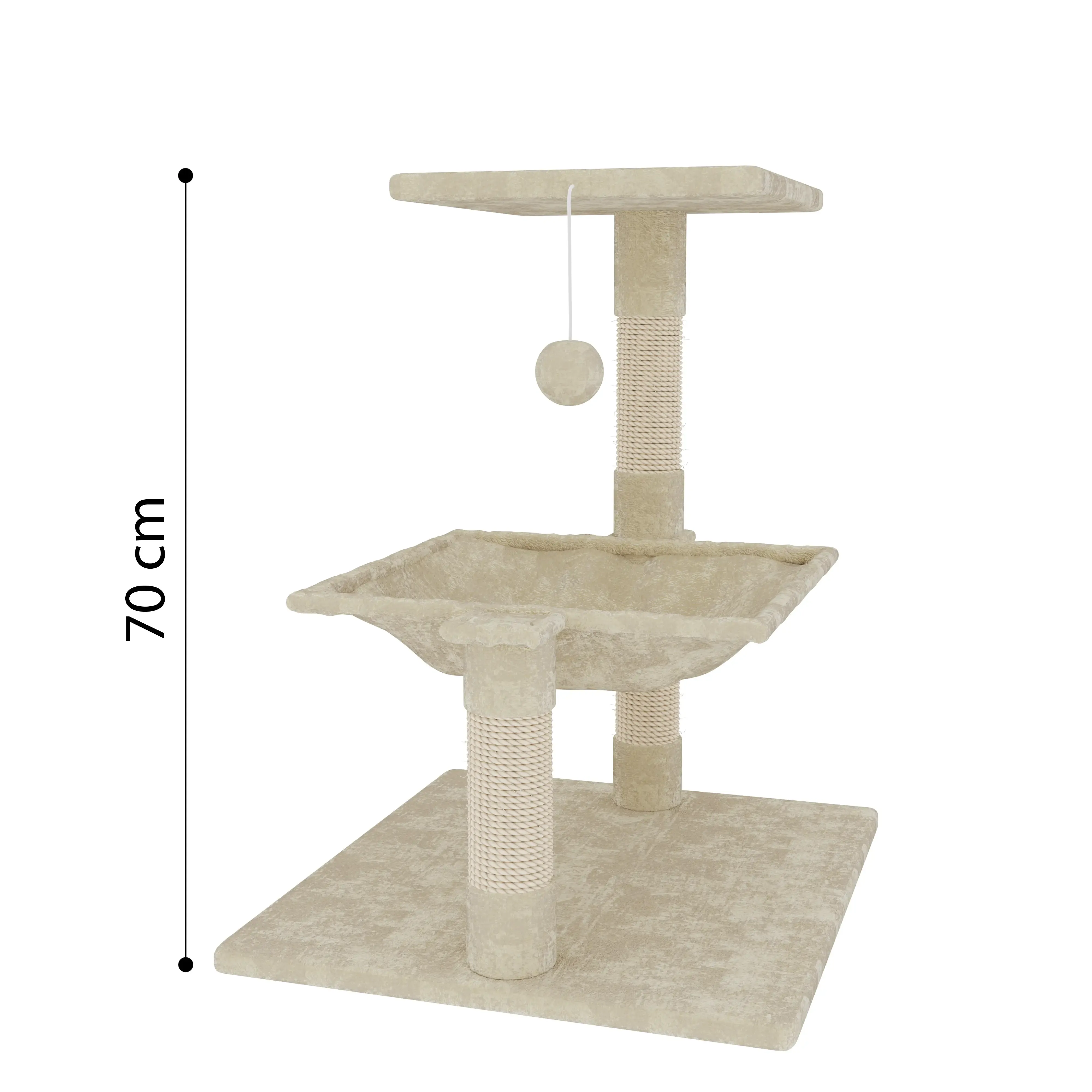 Albero Per Gatto con Graffiatoio Cuccia Giocattolo Gatti Parco Giochi Tiragraffi in Sisal Naturale 70 x 50 x 36 Cm