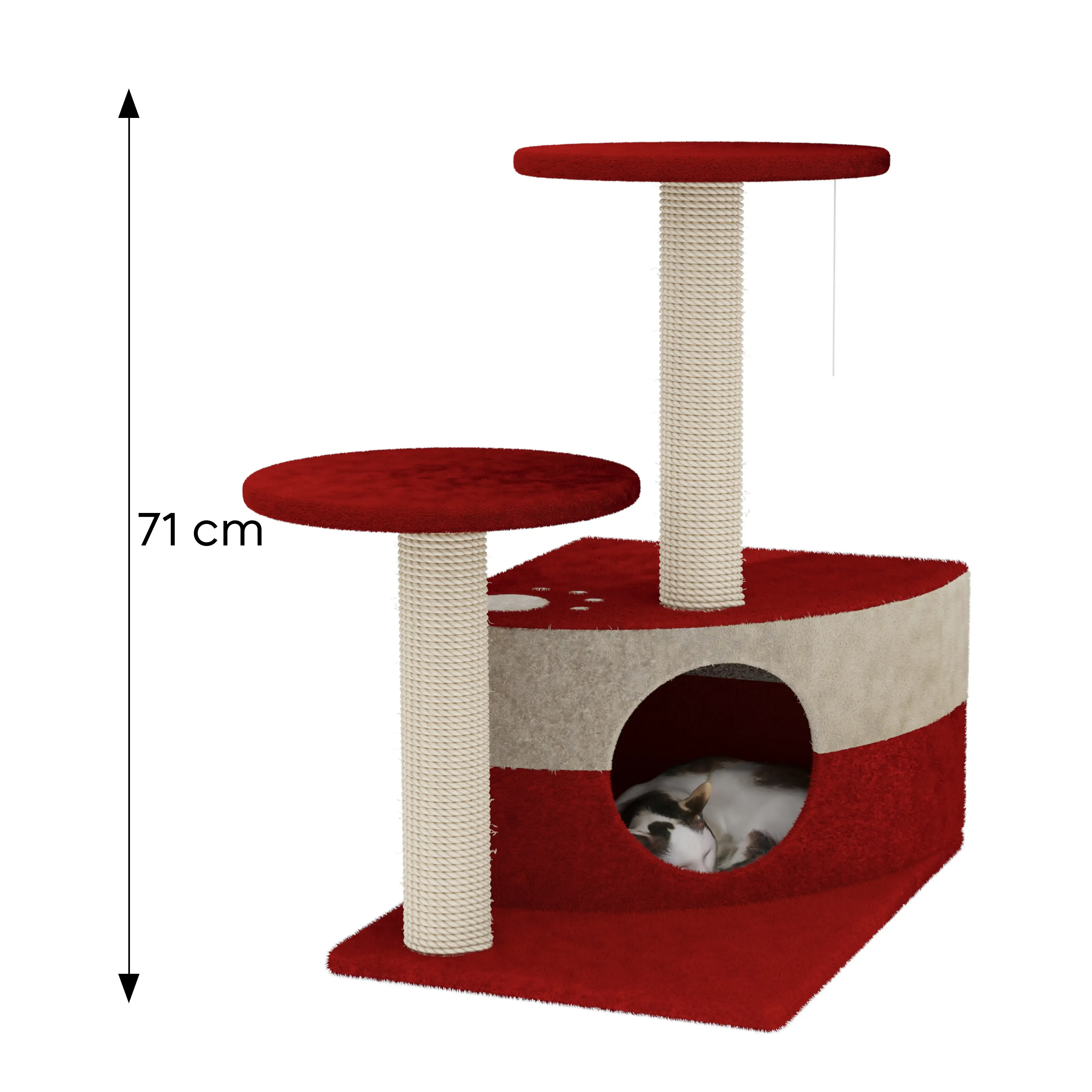 Albero per Gatto con Graffiatoio Cuccia Giocattolo Gatti Parco Giochi Tiragraffi in Sisal Naturale 71 x 44 x 33 cm