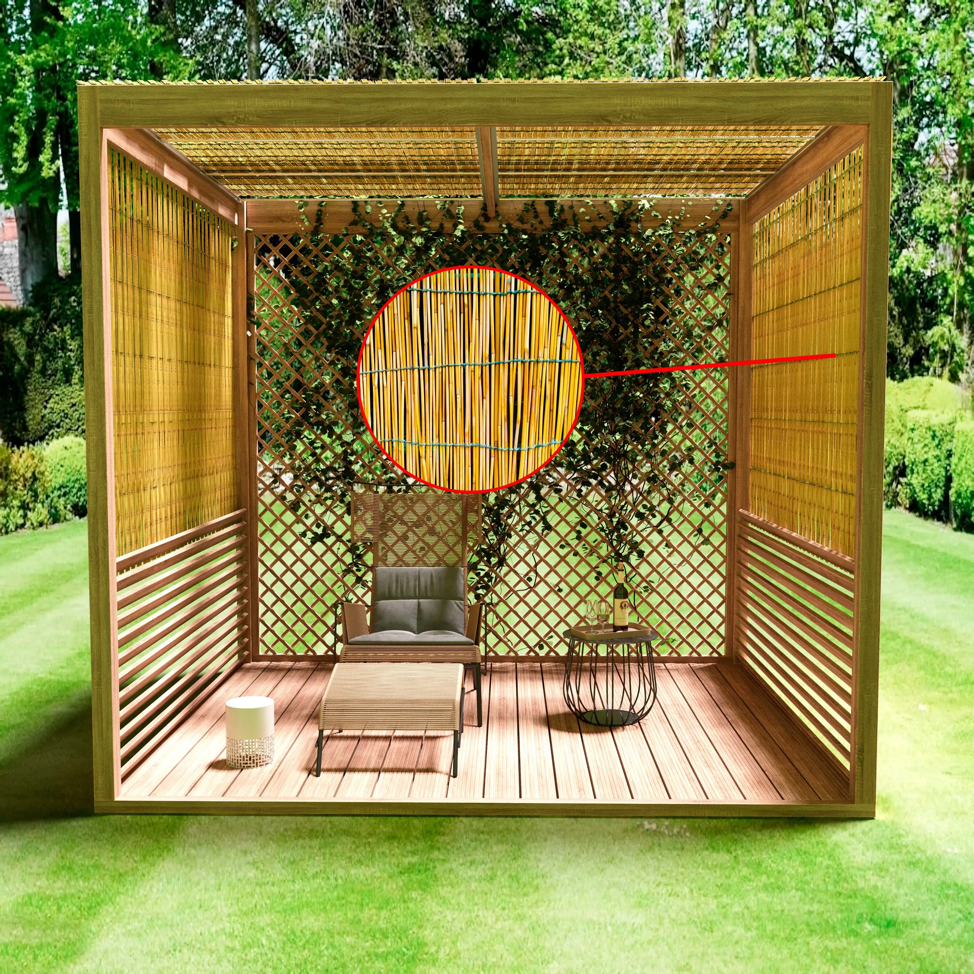 Arella In Canna Cannette In Bamboo Pelato Bambù Naturale Da 5 mm Arelle Canniccio Decorativo Recinzione Giardino Ringhiera Balcone Terrazza Piscina Stuoia Ombreggiante Frangivista 1 x 3 M