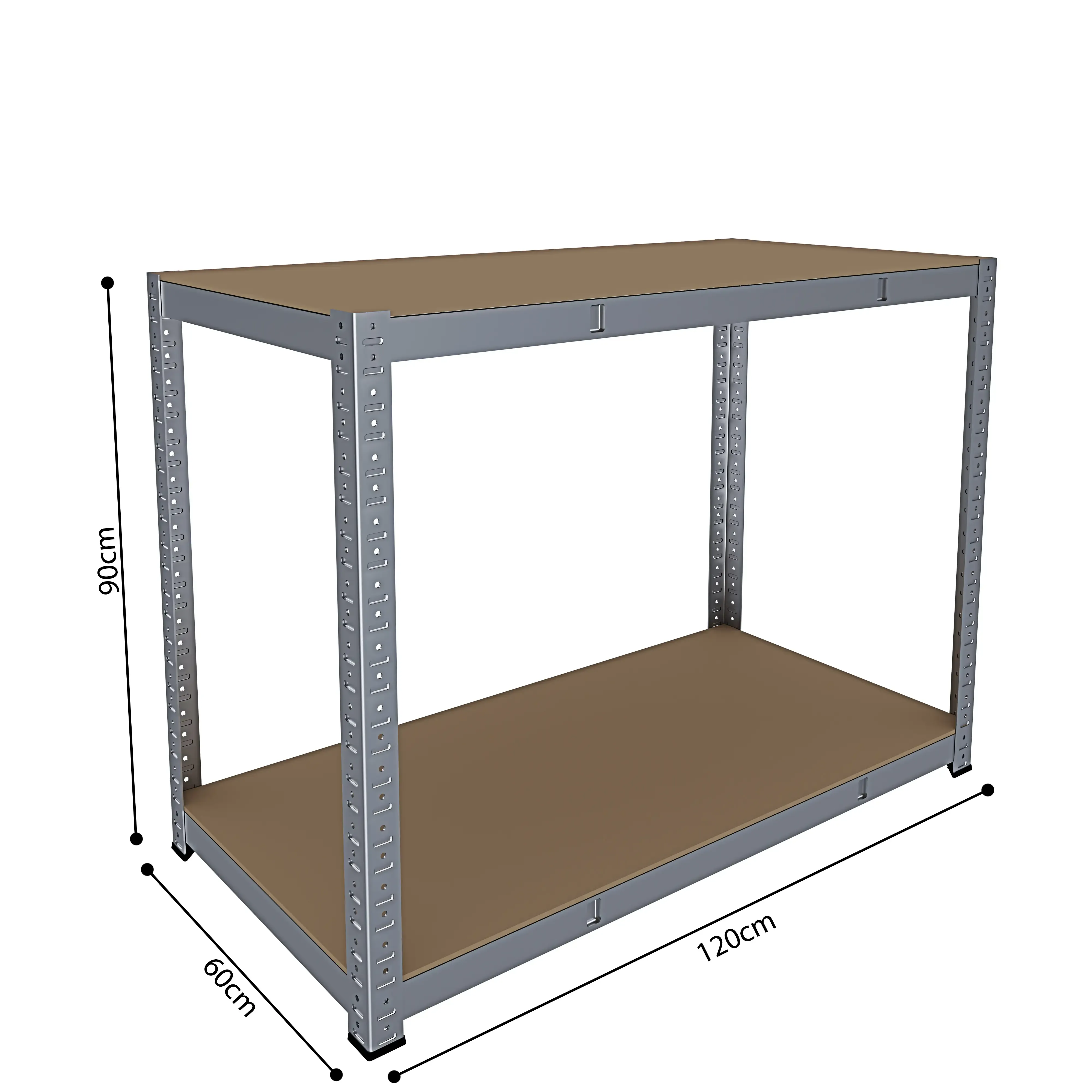 Banco Tavolo Da Lavoro Senza Bulloni In Acciaio Metallo e MDF Portata Fino a 600 Kg Con 2 Ripiani Regolabili Ideale Per Garage Officina Cantina Capannone Magazzino Design Modulare 87 x 120 x 60 cm