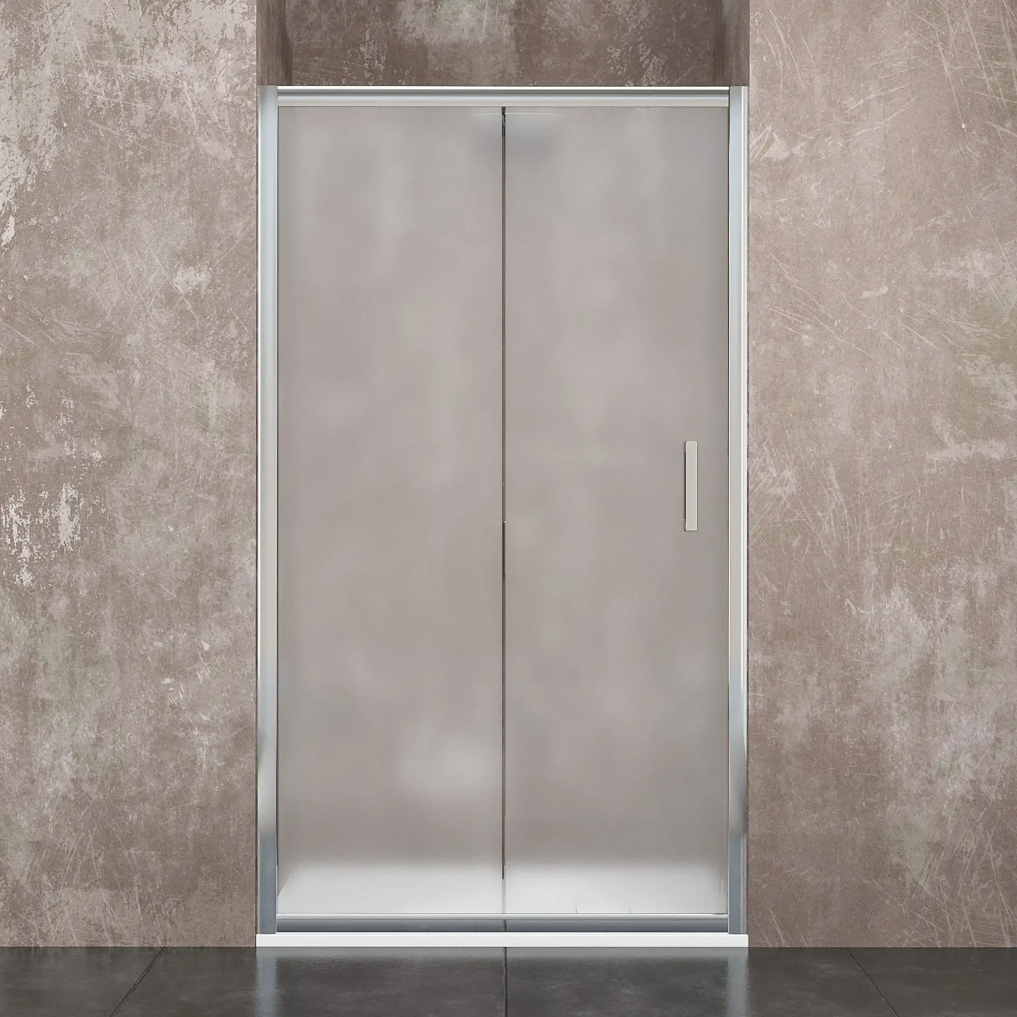 Box Doccia A Nicchia Altezza 195 cm Con Apertura Anta Scorrevole In Cristallo Temperato Satinato Da 6 mm Porta Bagno Struttura Alluminio Anodizzato Maniglie Acciaio Cromato Stoccolma (100 x 195 Cm)