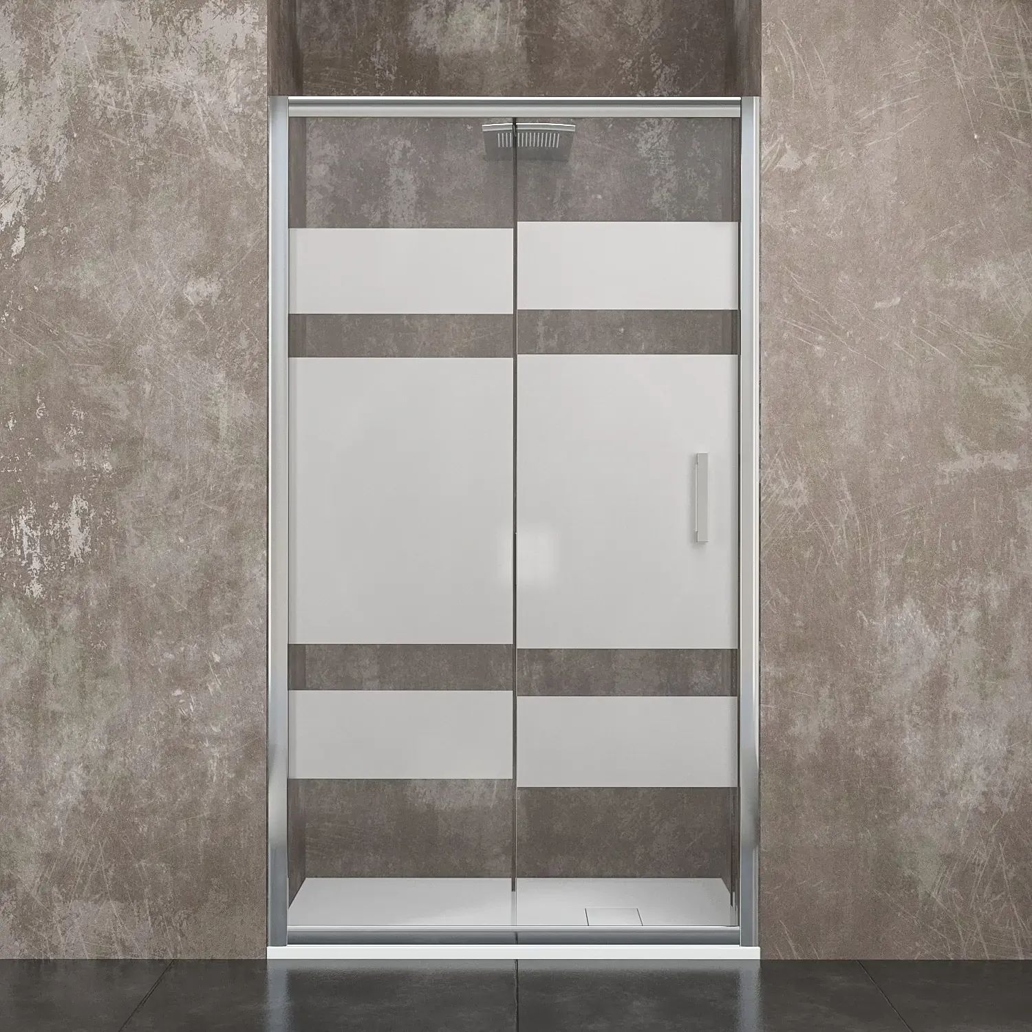 Box Doccia A Nicchia Altezza 195 cm Con Apertura Anta Scorrevole In Cristallo Temperato Serigrafato Da 6 mm Porta Bagno Struttura Alluminio Anodizzato Maniglie Acciaio Cromato Malmo (100 x 195 Cm)