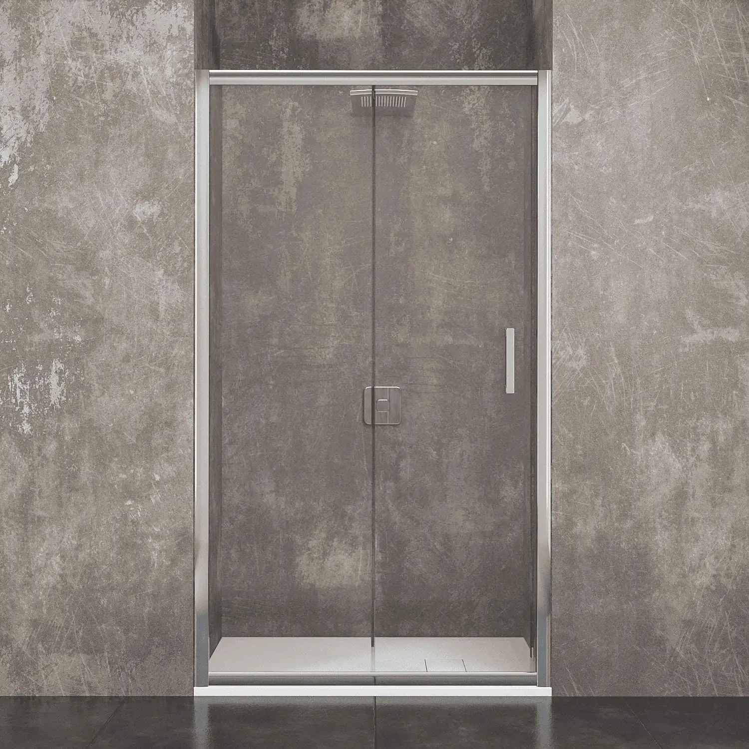 Box Doccia A Nicchia Altezza 195 cm Con Apertura Anta Scorrevole In Cristallo Temperato Trasparente Da 6 mm Porta Bagno Struttura Alluminio Anodizzato Maniglie Acciaio Cromato Skien (130 x 195 Cm)