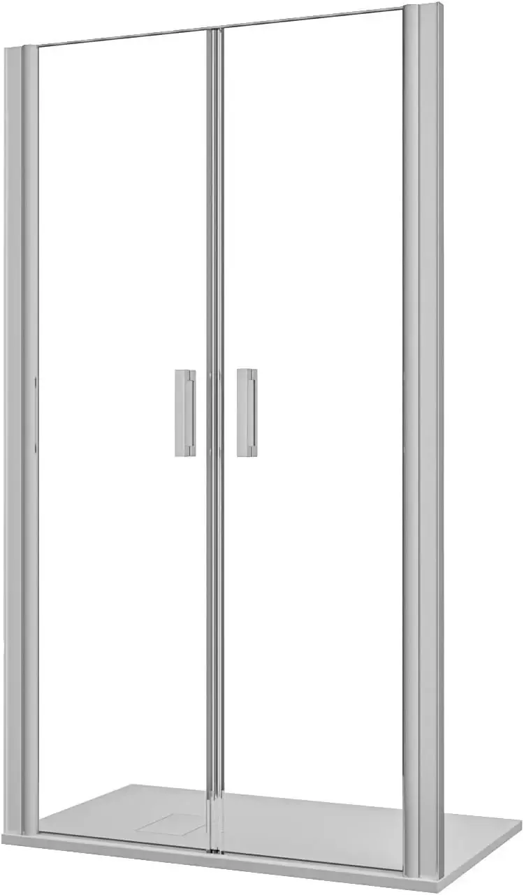 Doccia Saloon Nicchia Trasparente Porta Bagno Apertura Doppia Battente Cristallo Temperato Struttura Alluminio Anodizzato Maniglie Acciaio Cromato Cracovia