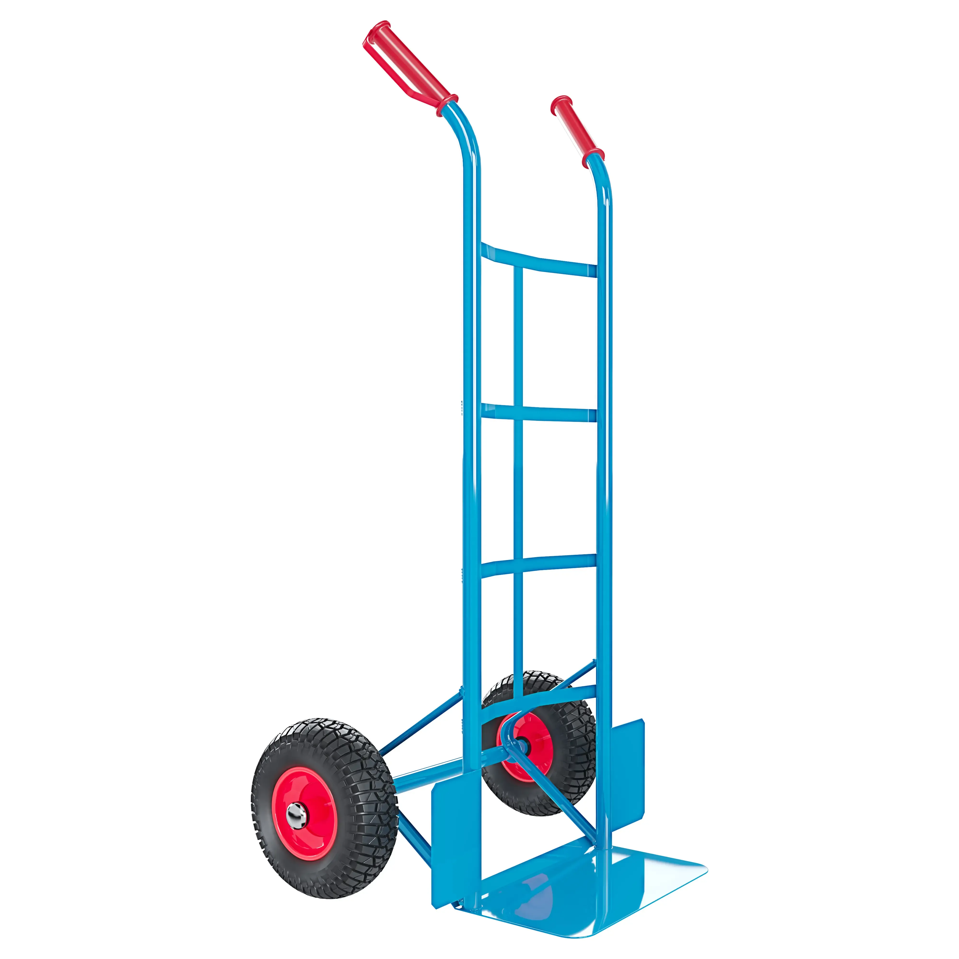 Carrello A Mano Portapacchi Portata Max 200 Kg In Acciaio Tubolare Con Ruote Pneumatiche Rinforzate Trasporto Pacchi Grandi Portasacchi Portacasse 45 x 50.5 x 116 Cm Azzurro