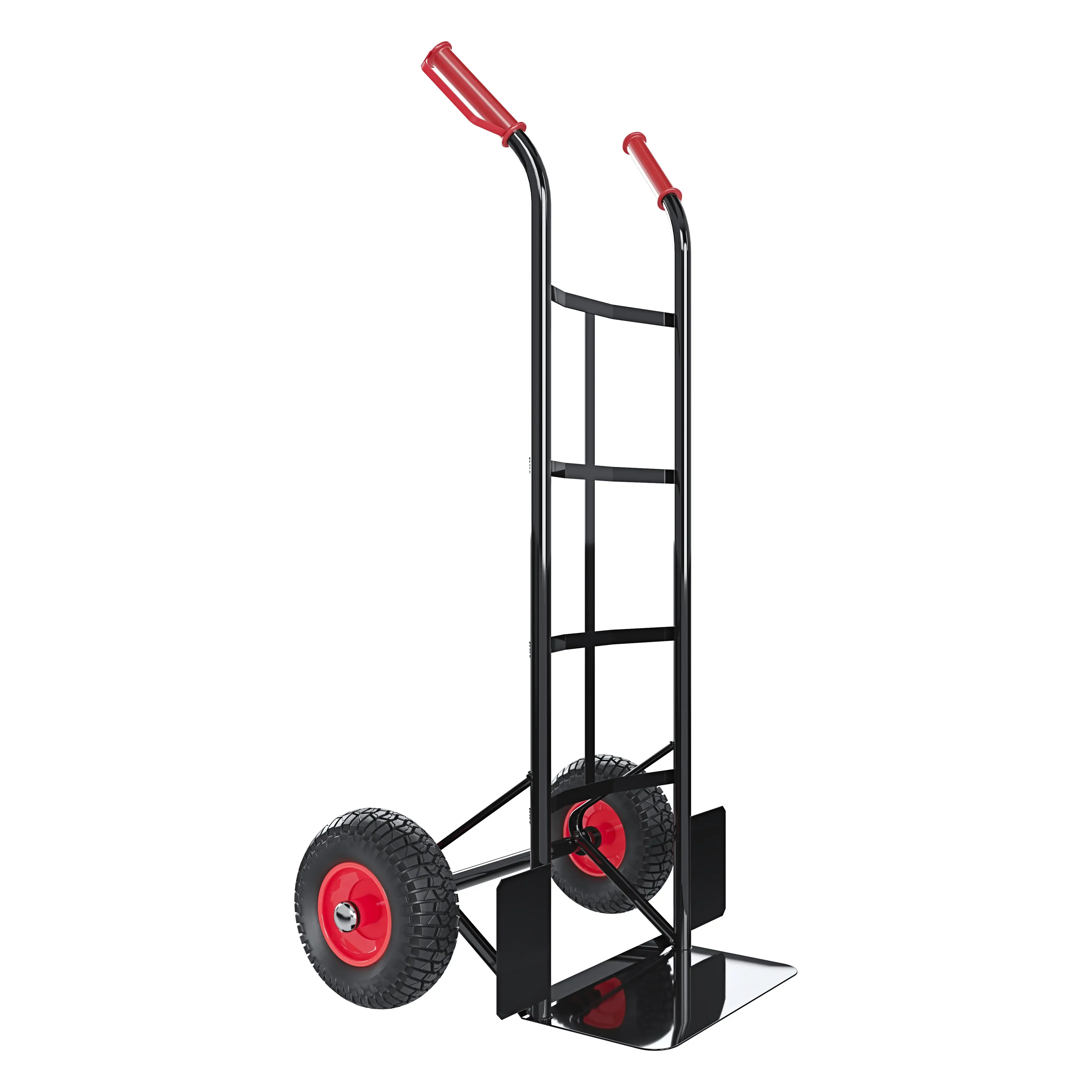 Carrello A Mano Portapacchi Portata Max 200 Kg In Acciaio Tubolare Con Ruote Pneumatiche Rinforzate Trasporto Pacchi Grandi Portasacchi Portacasse 45 x 50.5 x 116 Cm (Nero)