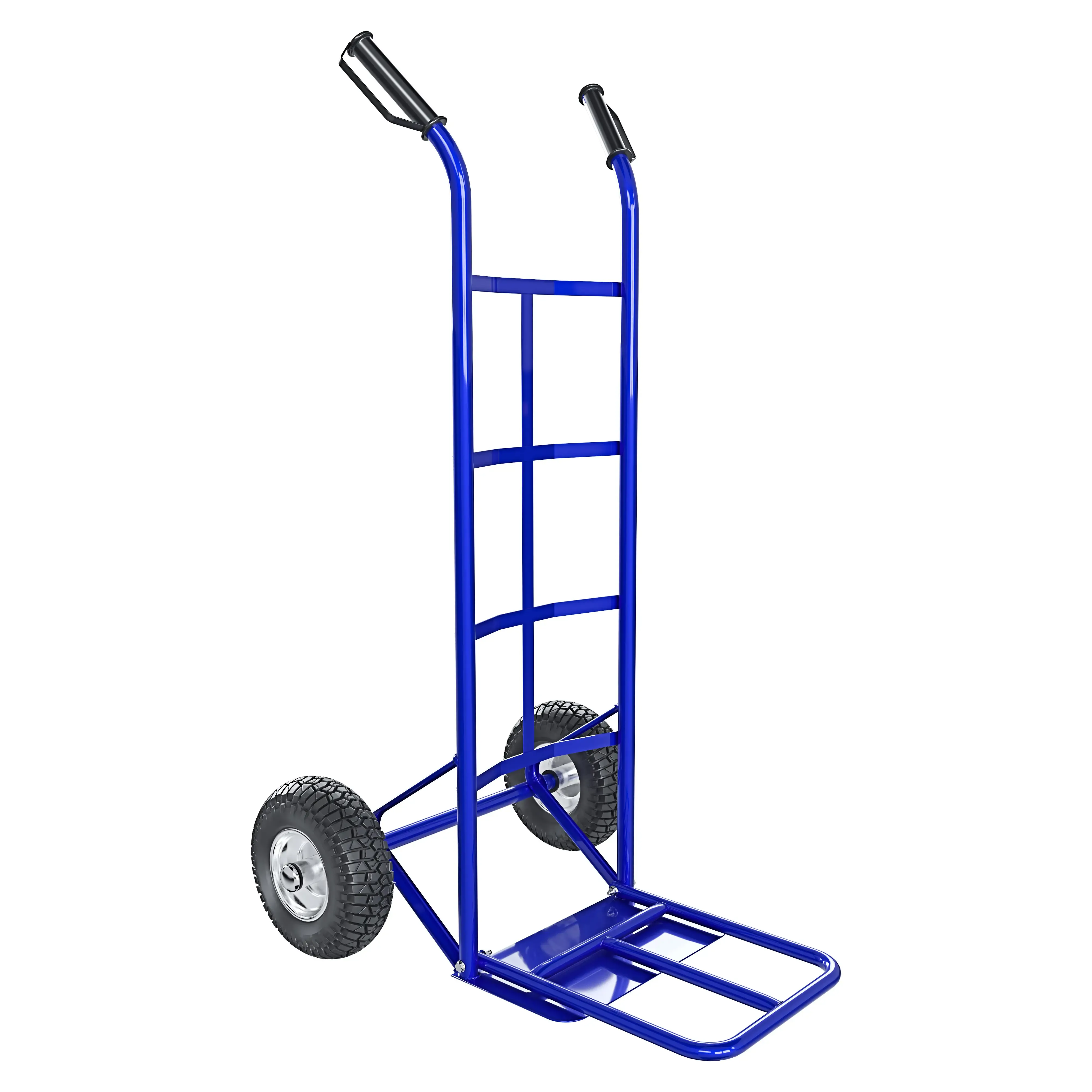 Carrello A Mano Portapacchi Portata Max 250 Kg Con Ribalta In Acciaio Tubolare Con Ruote Pneumatiche Rinforzate Trasporto Pacchi Grandi Portasacchi Portacasse Grandi Volumi 63 x 53 x 116 Cm Blu