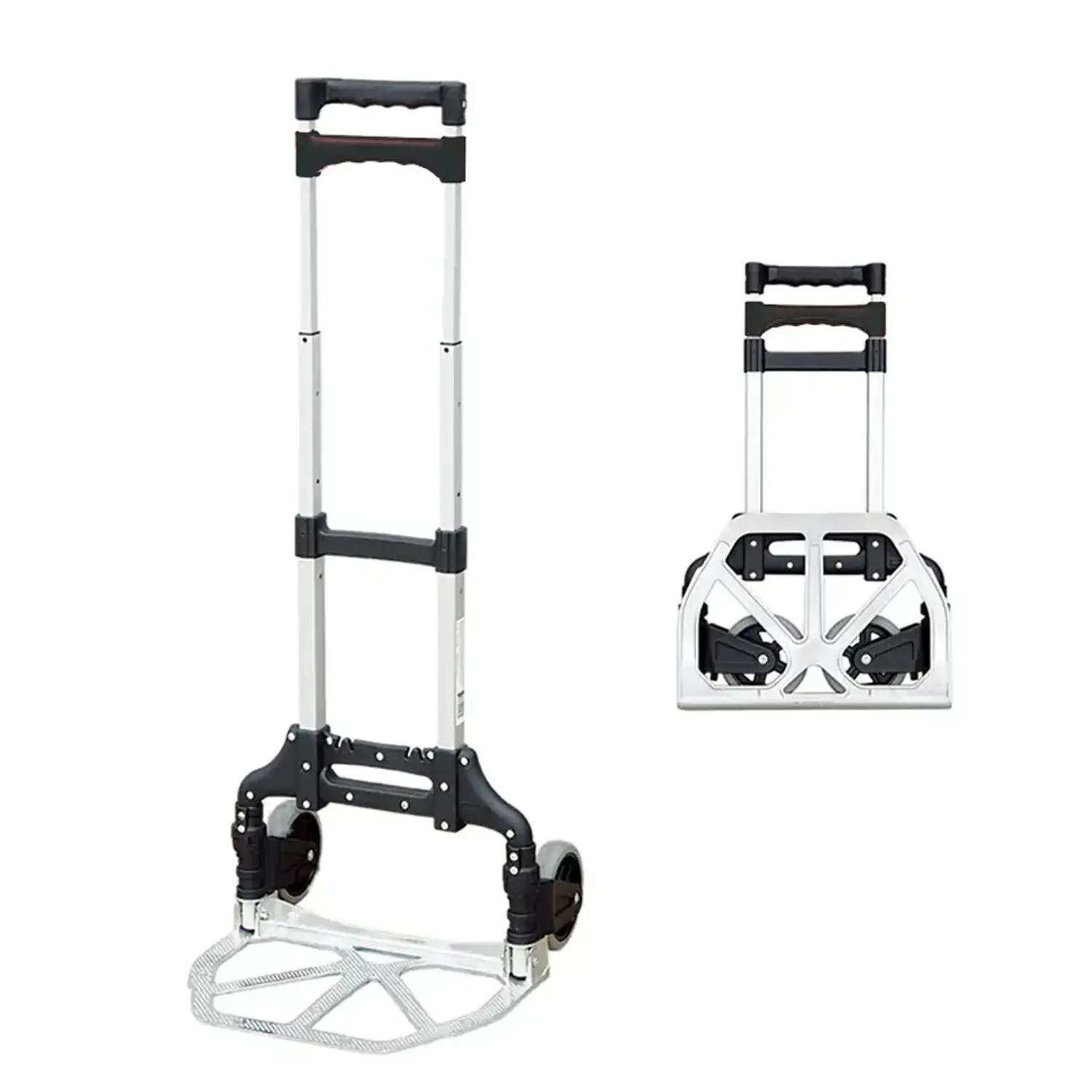 Carrello Pieghevole A Mano In Alluminio Superficie Di Carico Per Spesa Con Cuscinetti Antiscivolo Portapacchi Portata 80 Kg Carrellino Con 2 Ruote e 2 corde 100 x 42 x 38 Cm Argento