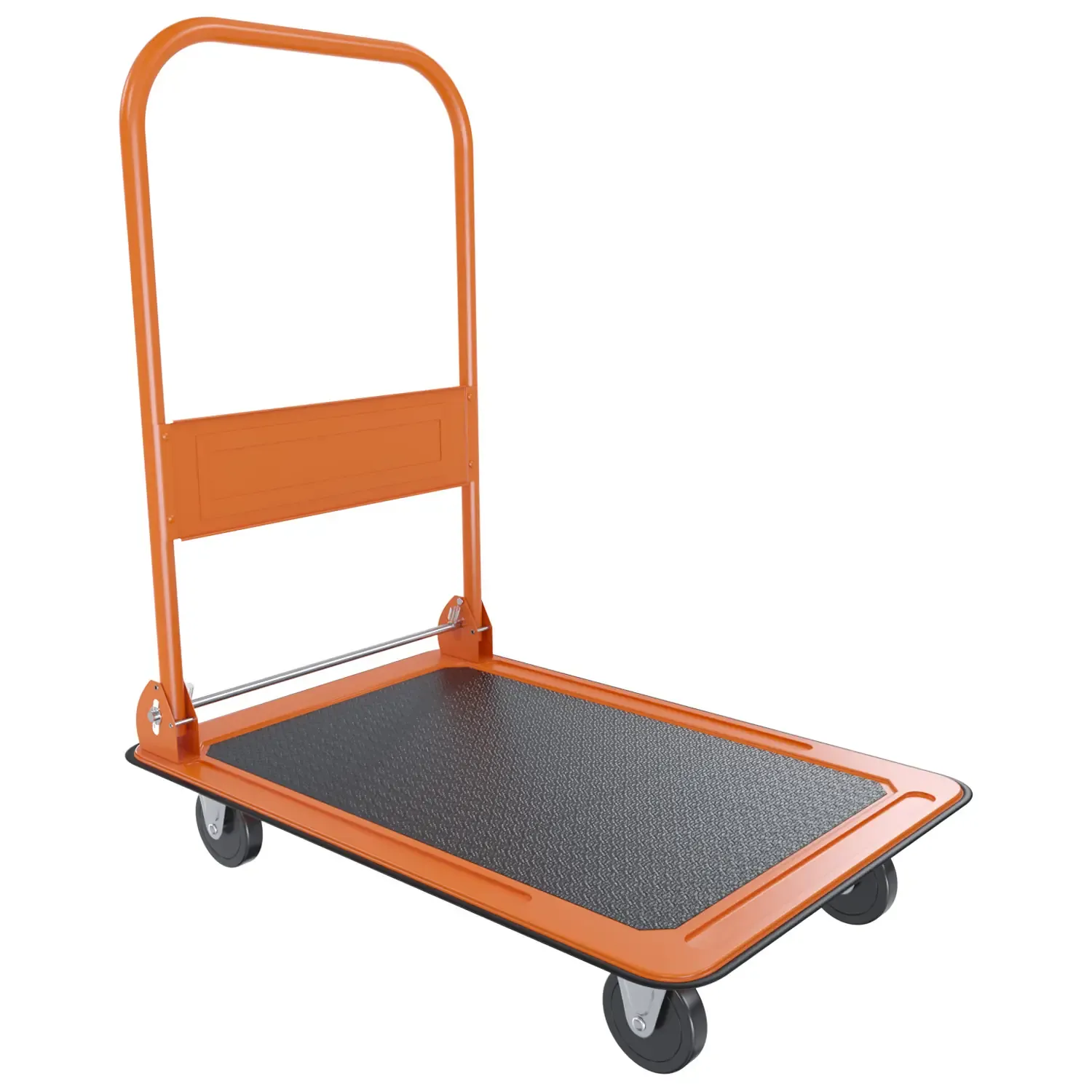 Carrello Richiudibile Pieghevole Tuttofare Portata 150 Kg 4 Ruote Carrellino Trasportatore A Piattaforma Pianale In Acciaio Rivestimento Antiscivolo Portapacchi Trasporto 82 x 48 x 72 Cm Arancione